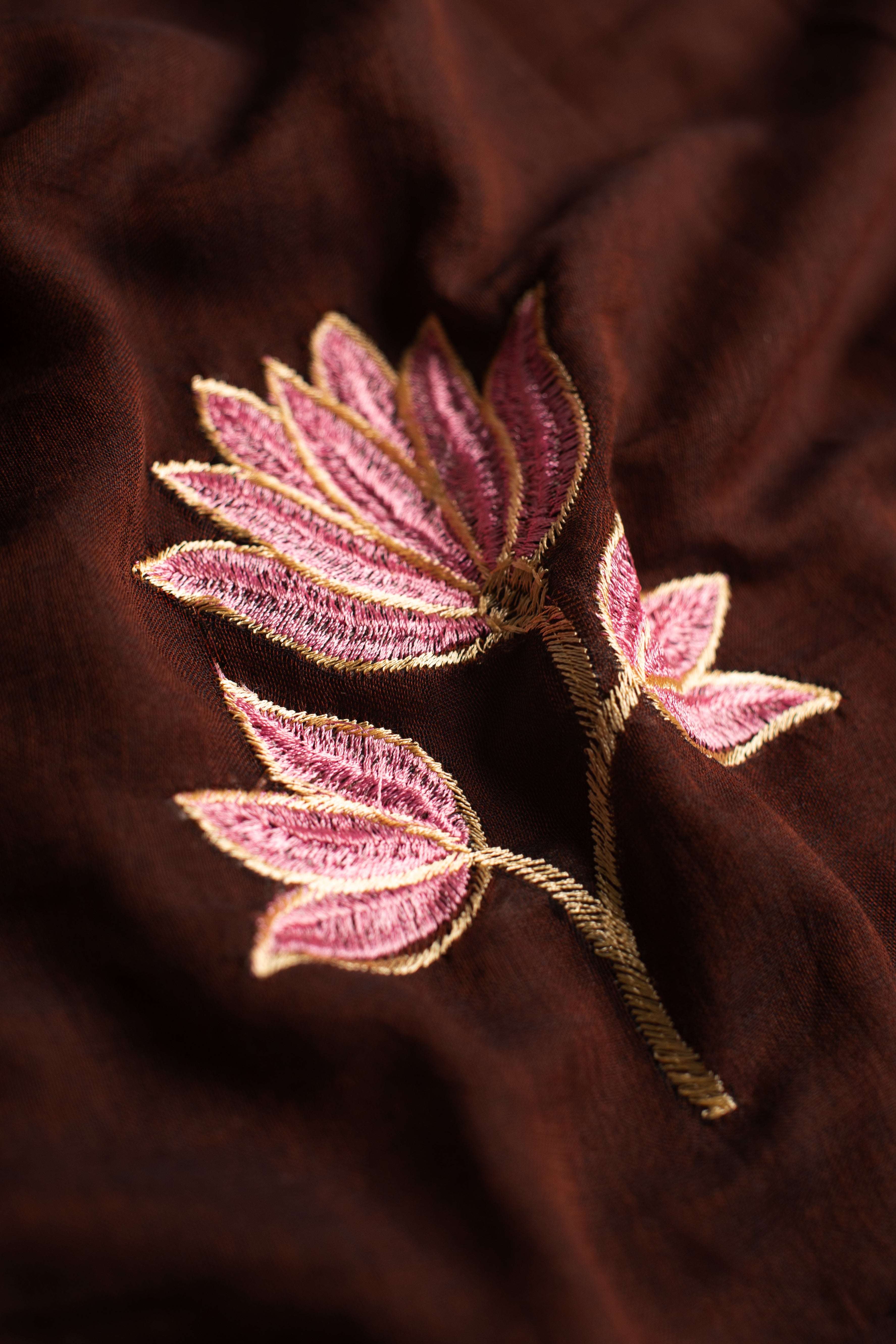 Rustic Brown Mulmul Saree