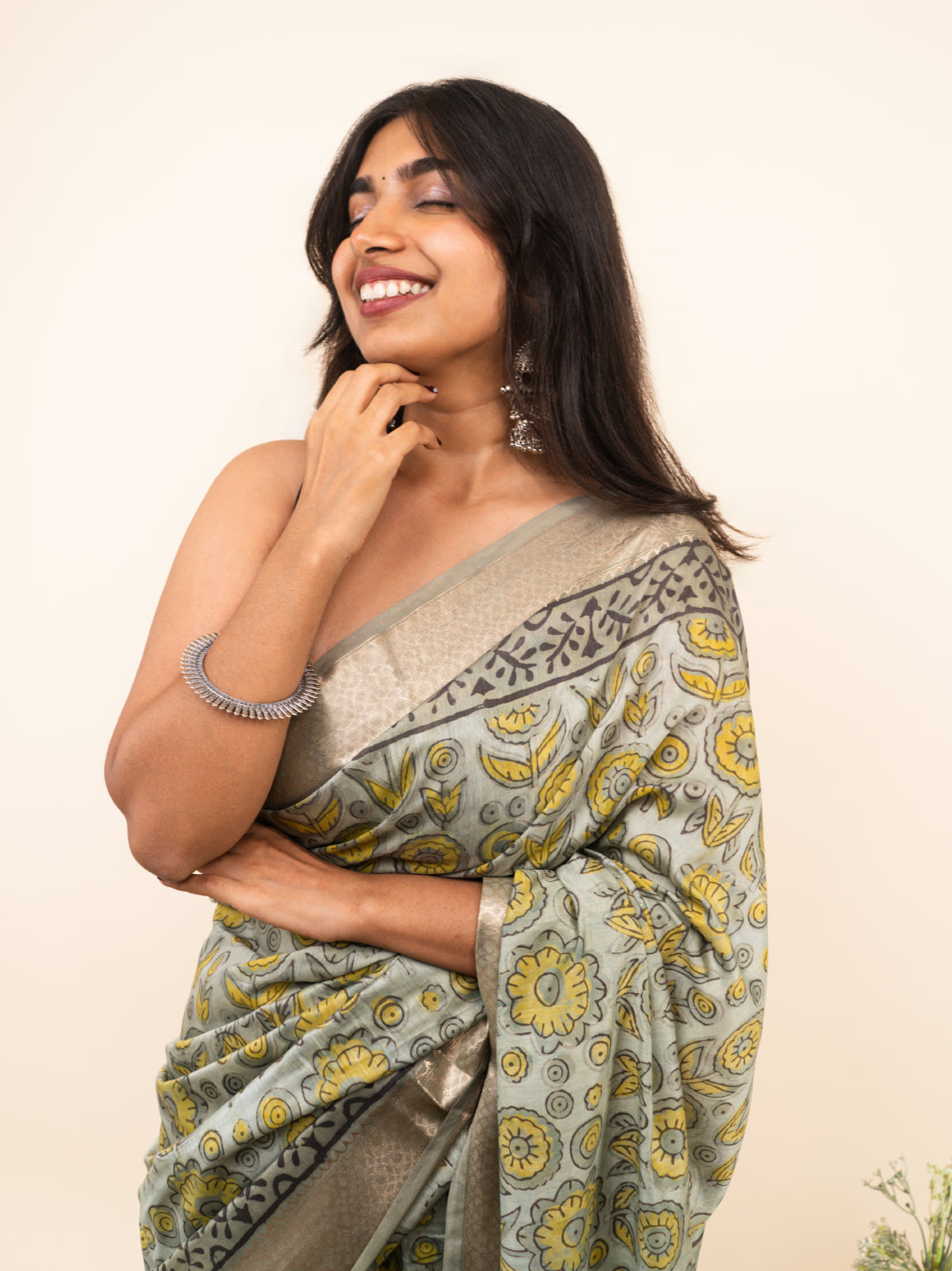Dusky Glow Maheshwari Cotton Silk saree