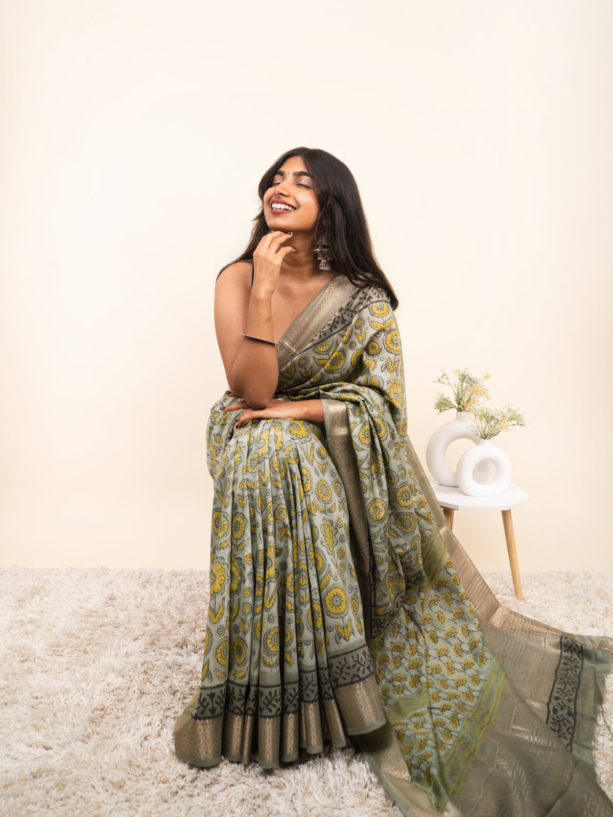 Dusky Glow Maheshwari Cotton Silk saree