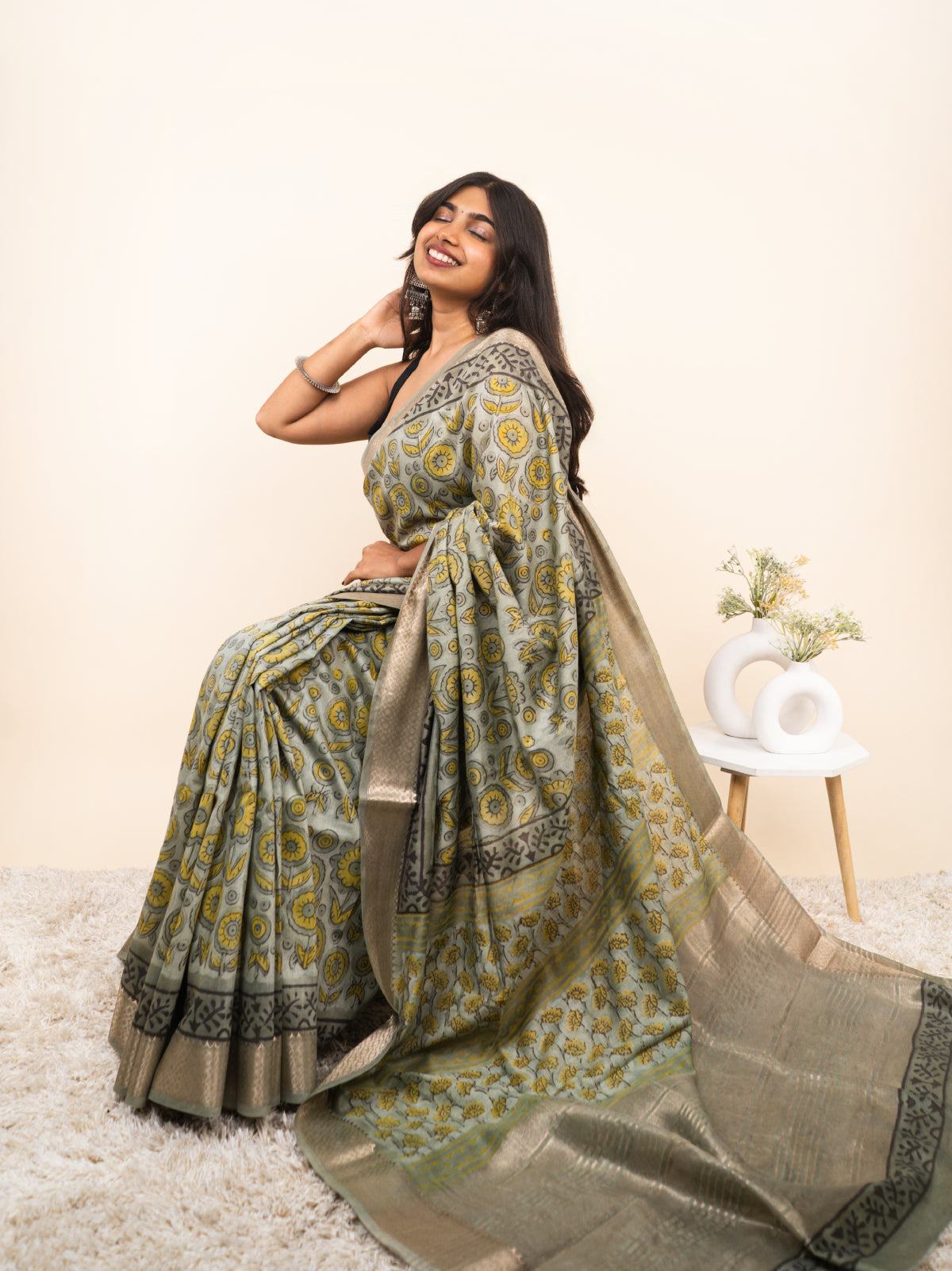 Dusky Glow Maheshwari Cotton Silk saree