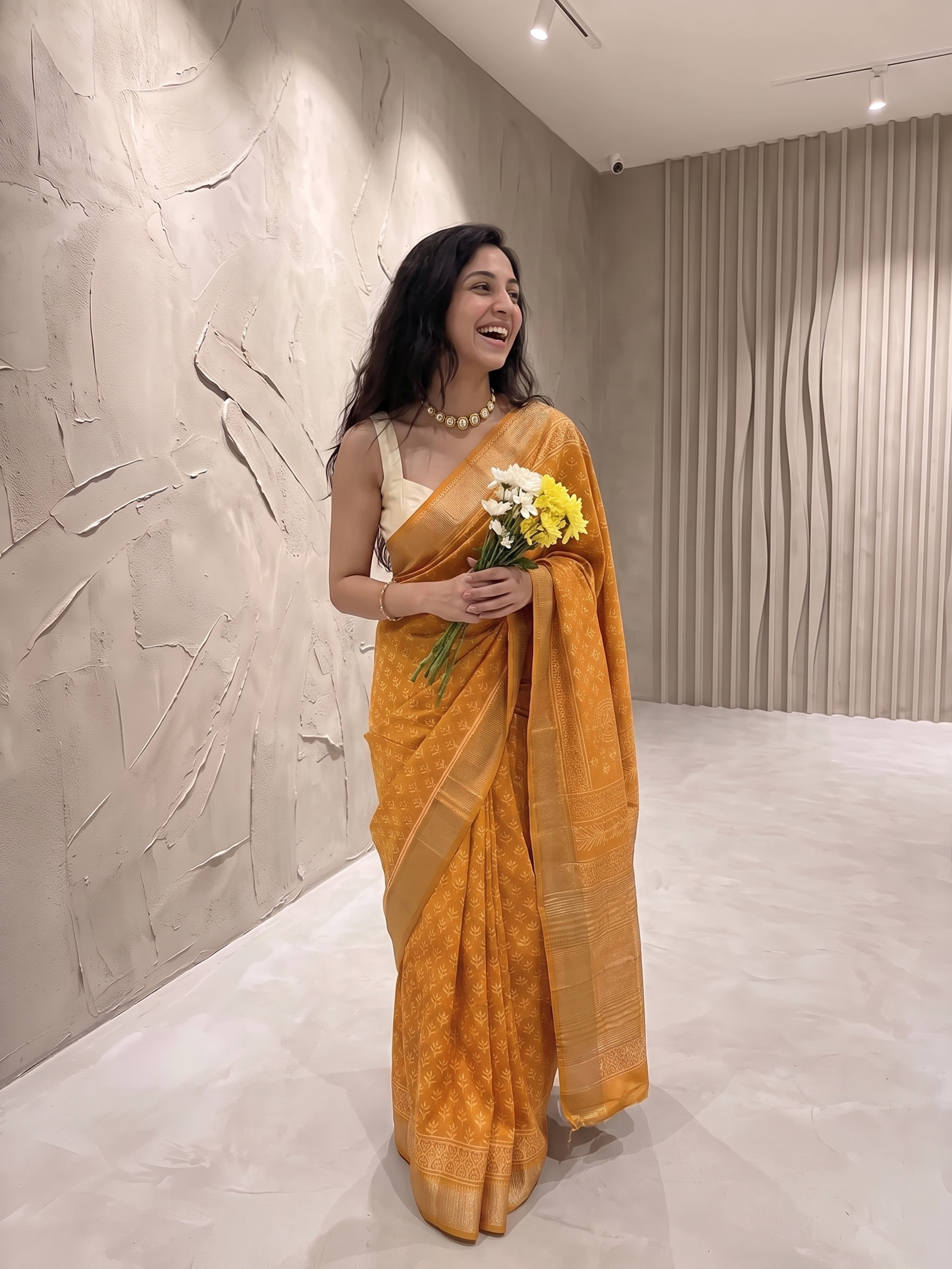 Peeli Maheshwari Cotton Silk Saree