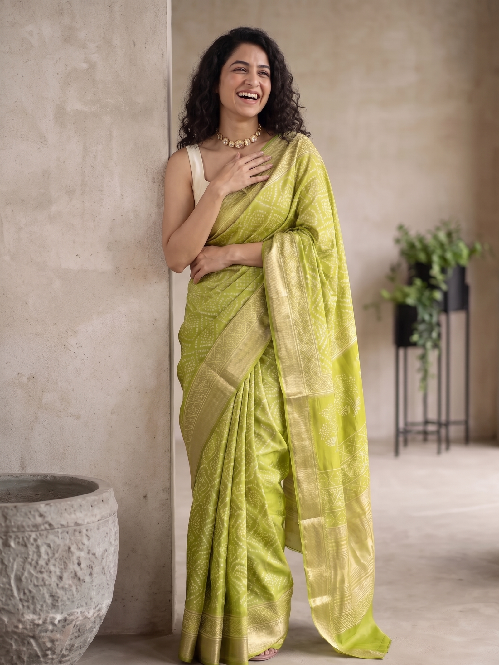 Olive Charm Maheshwari Cotton Silk Saree