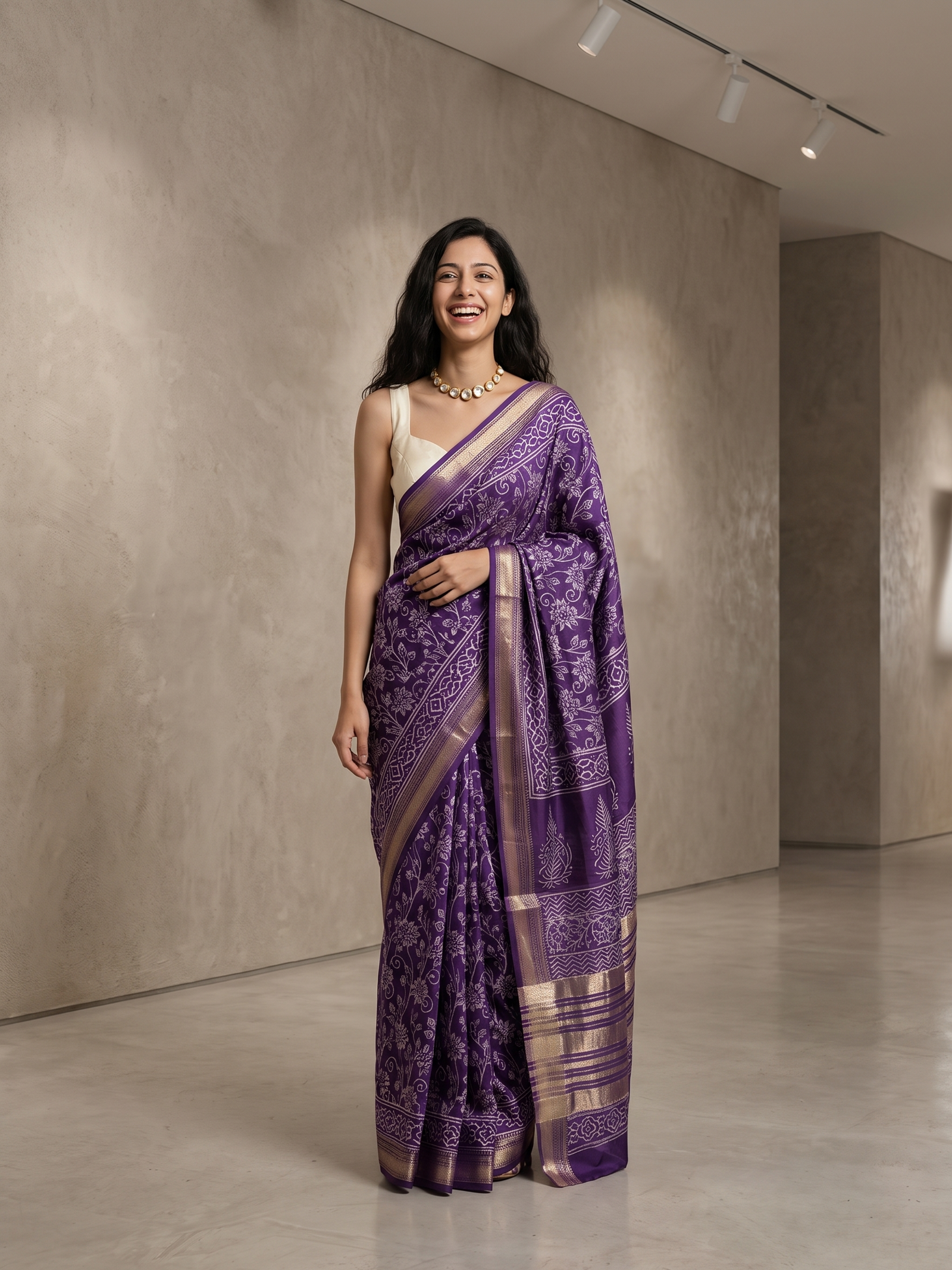 Royal Purple Maheshwari Silk Saree