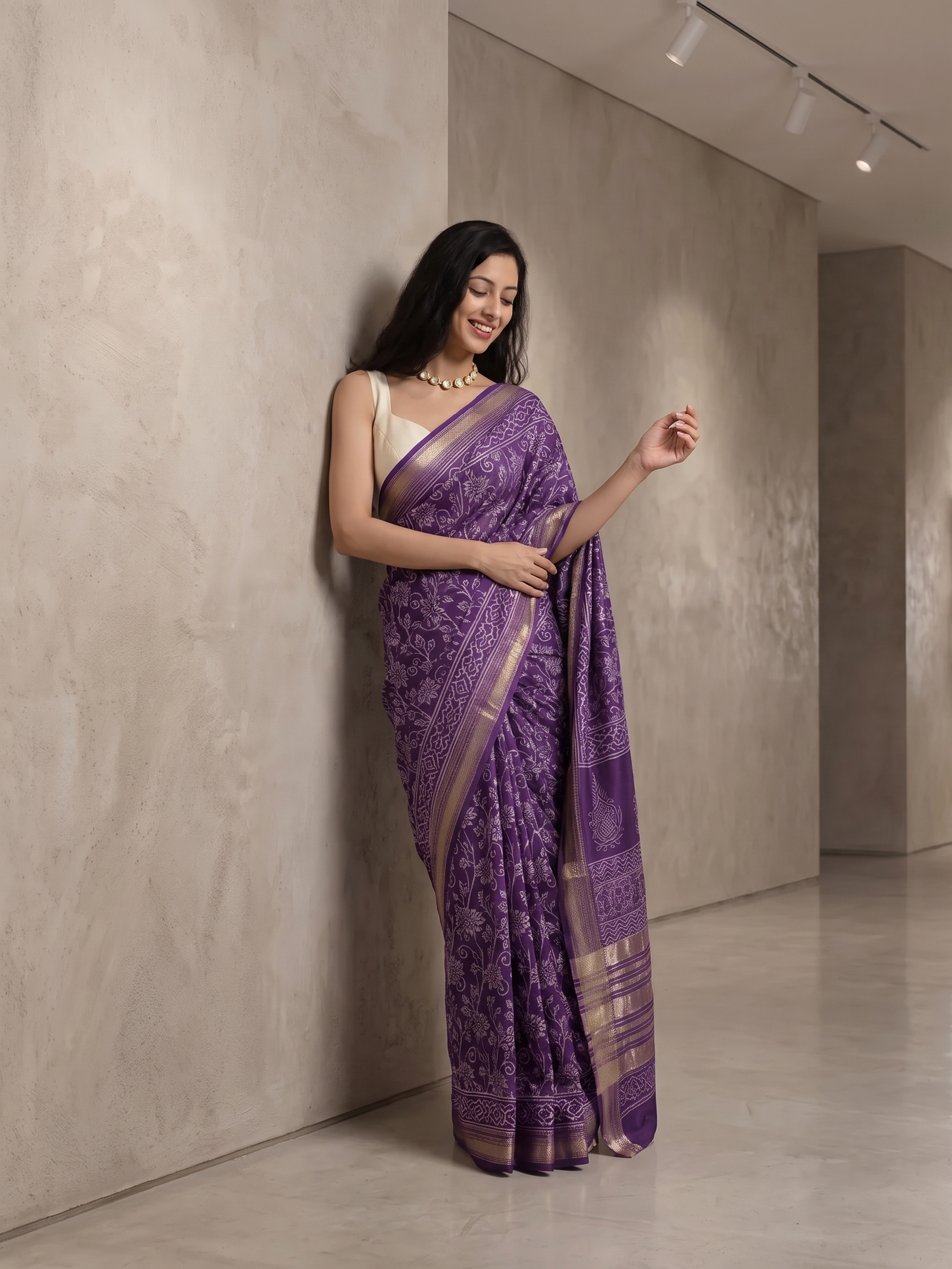 Royal Purple Maheshwari Silk Saree