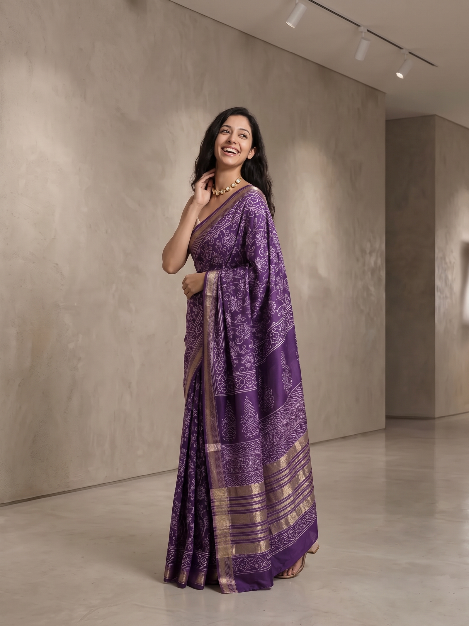 Royal Purple Maheshwari Silk Saree