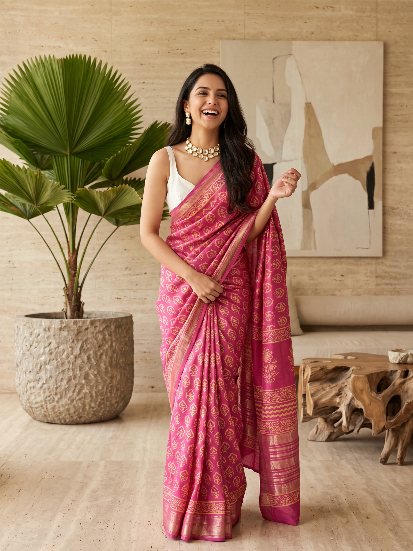 Soft Blush Maheshwari Cotton Silk saree