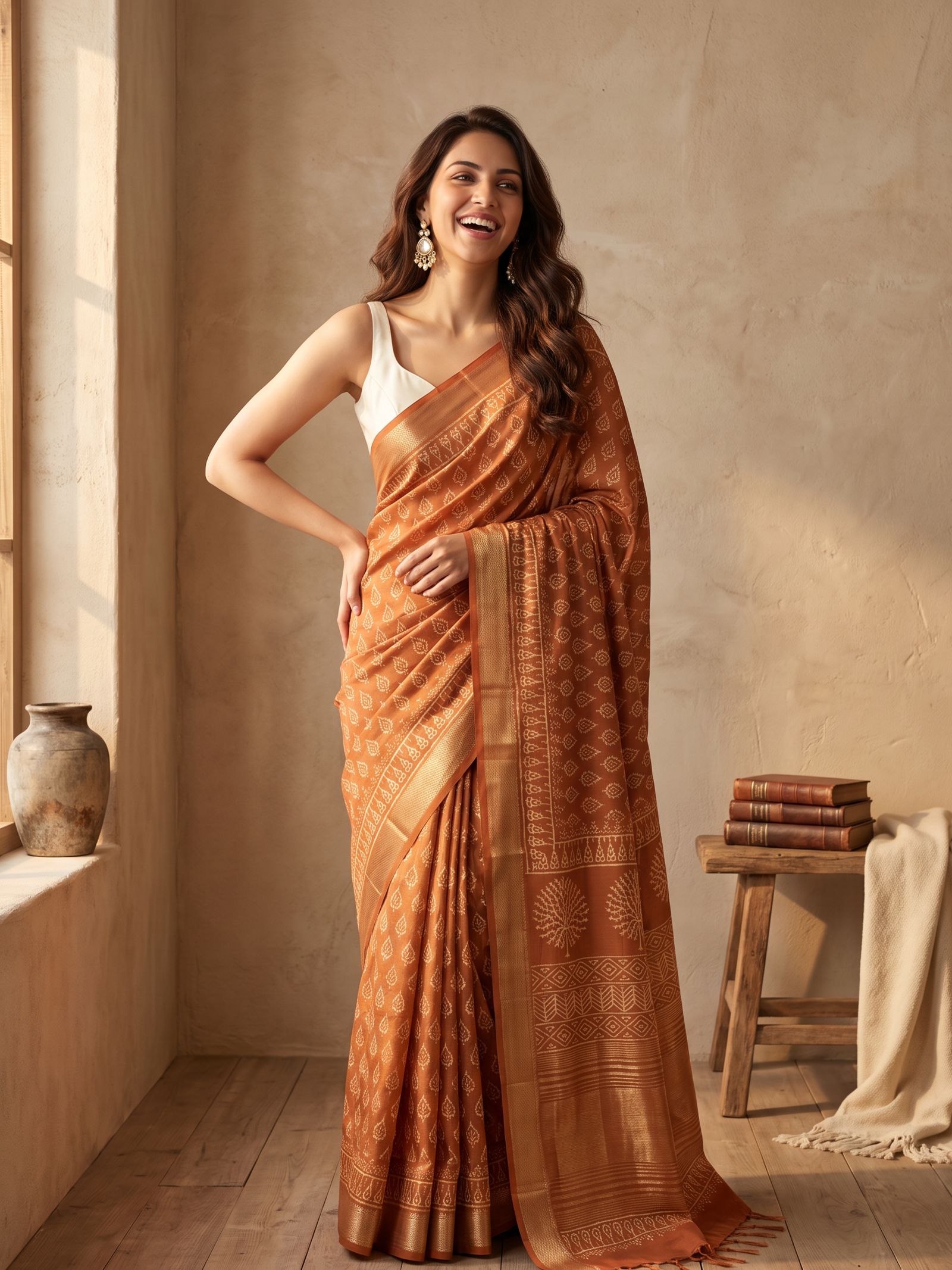 Desert Bloom Maheshwari Cotton Silk Saree