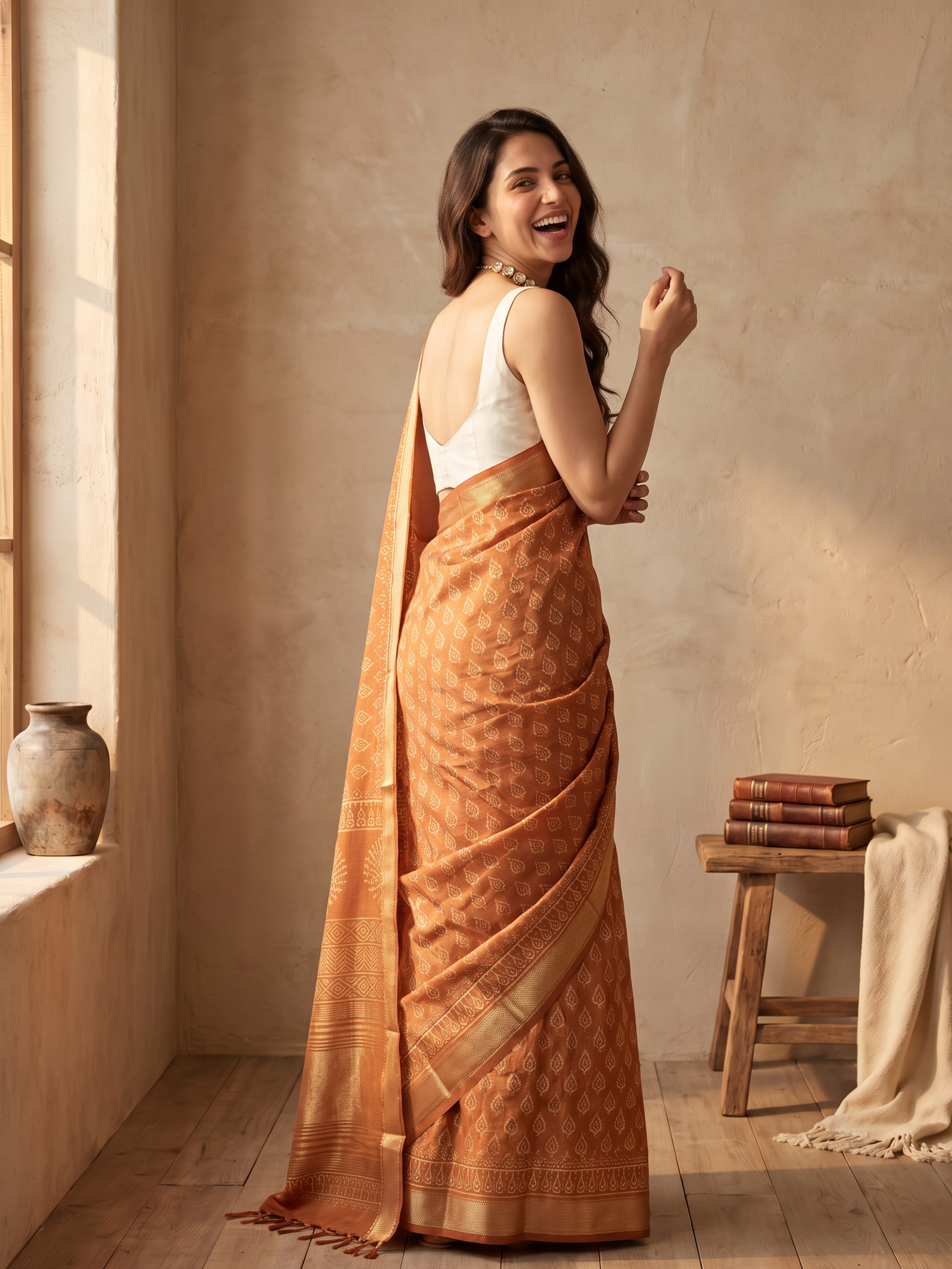 Desert Bloom Maheshwari Cotton Silk Saree