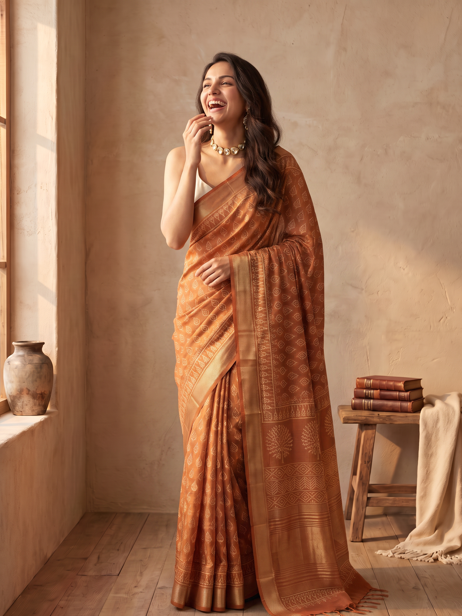 Desert Bloom Maheshwari Cotton Silk Saree