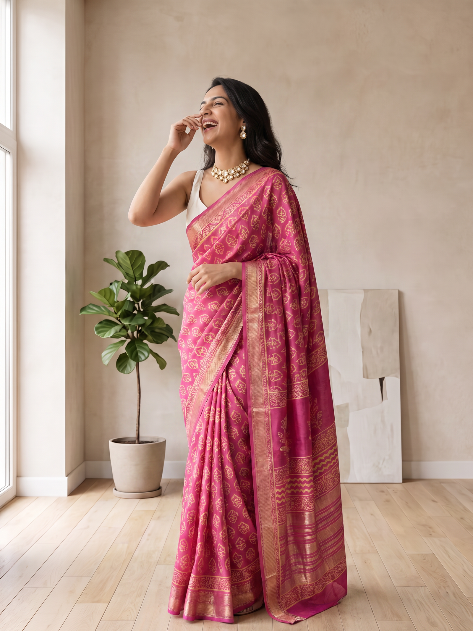 Soft Blush Maheshwari Cotton Silk saree