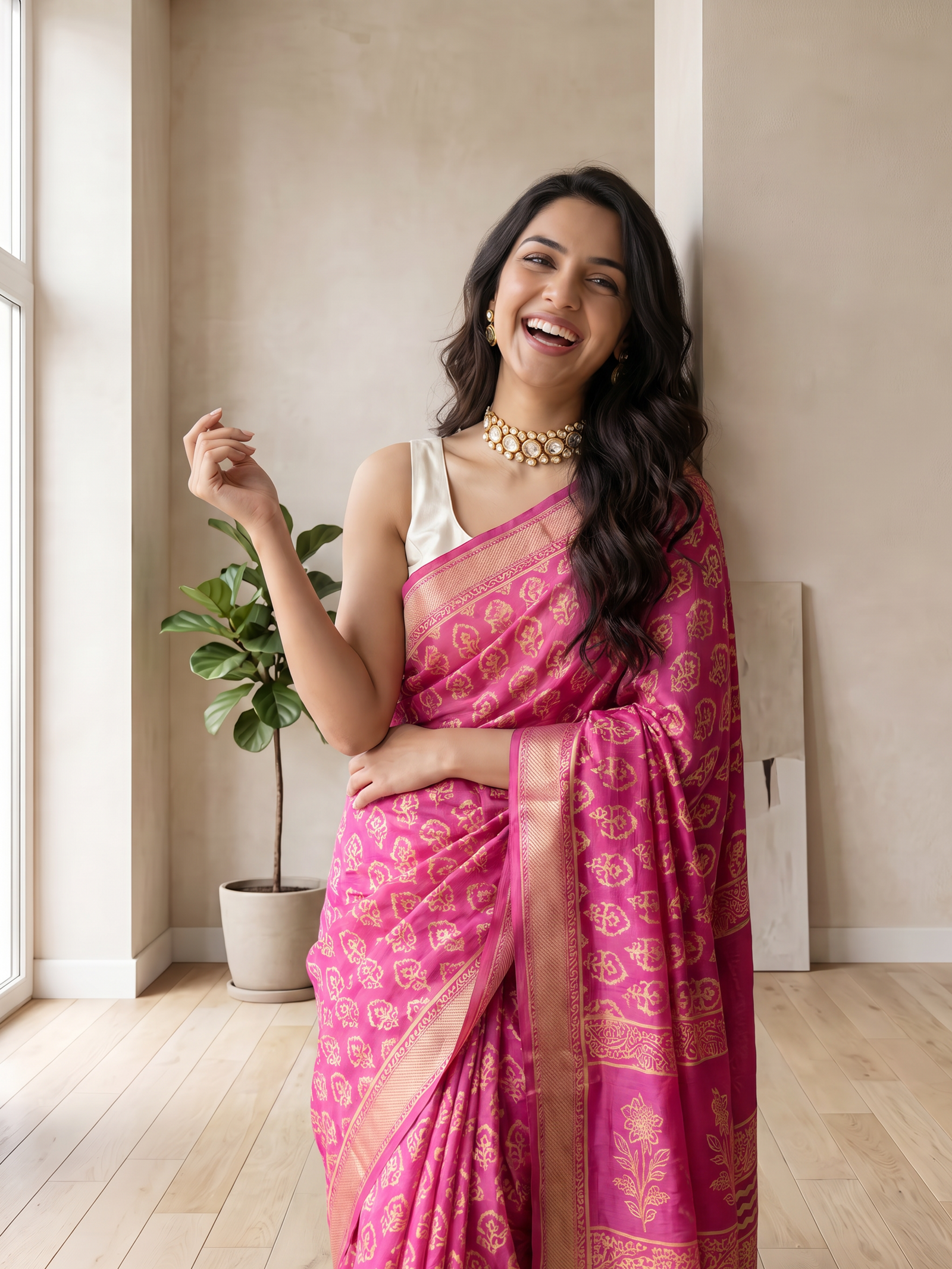 Soft Blush Maheshwari Cotton Silk saree