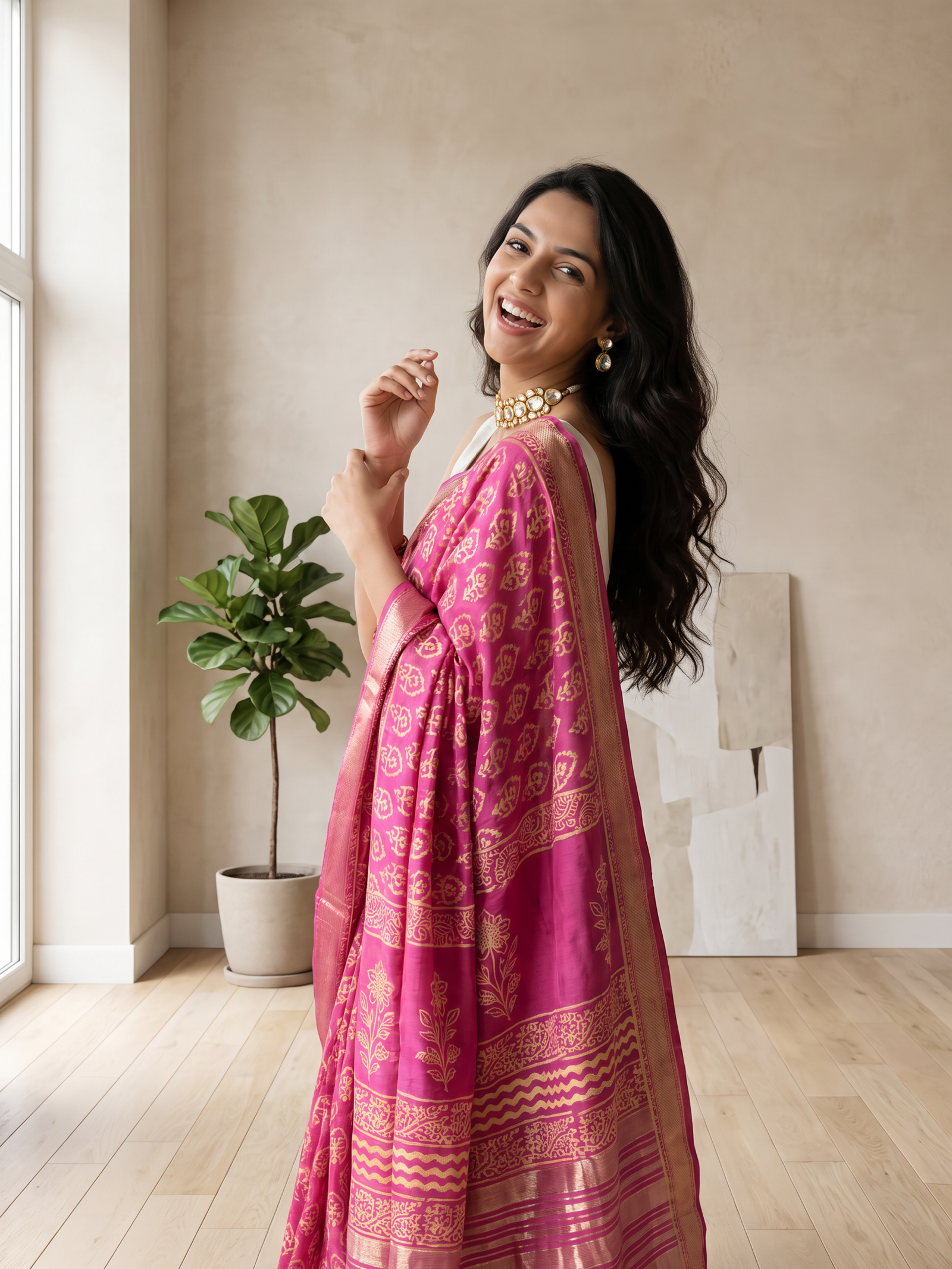 Soft Blush Maheshwari Cotton Silk saree