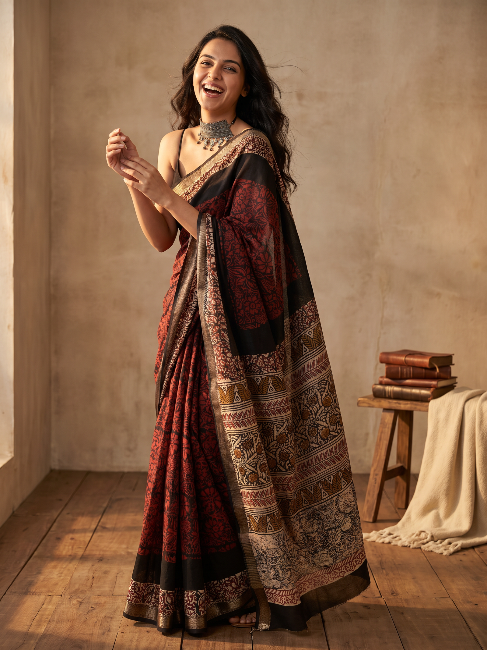 Red Reverie Maheshwari Cotton Silk Saree