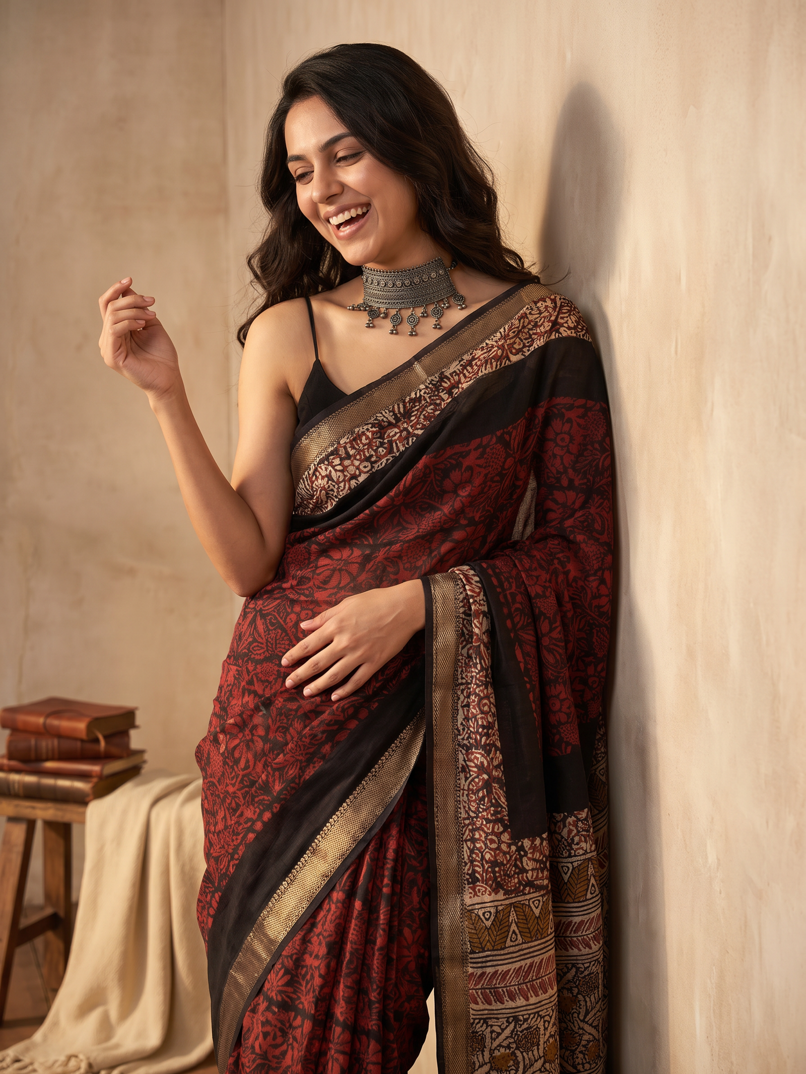 Red Reverie Maheshwari Cotton Silk Saree