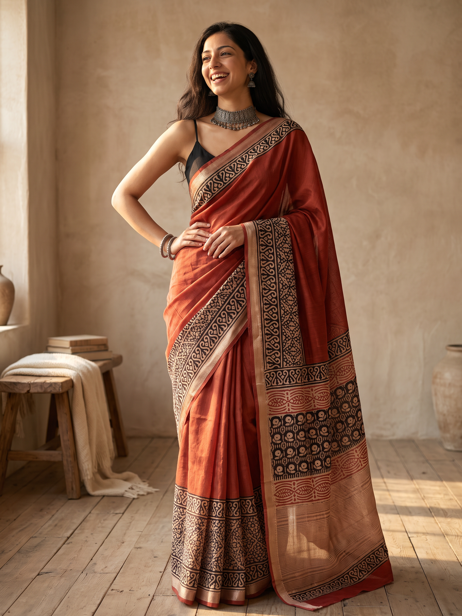 Gulaab Mahal Maheshwari Cotton Silk Saree