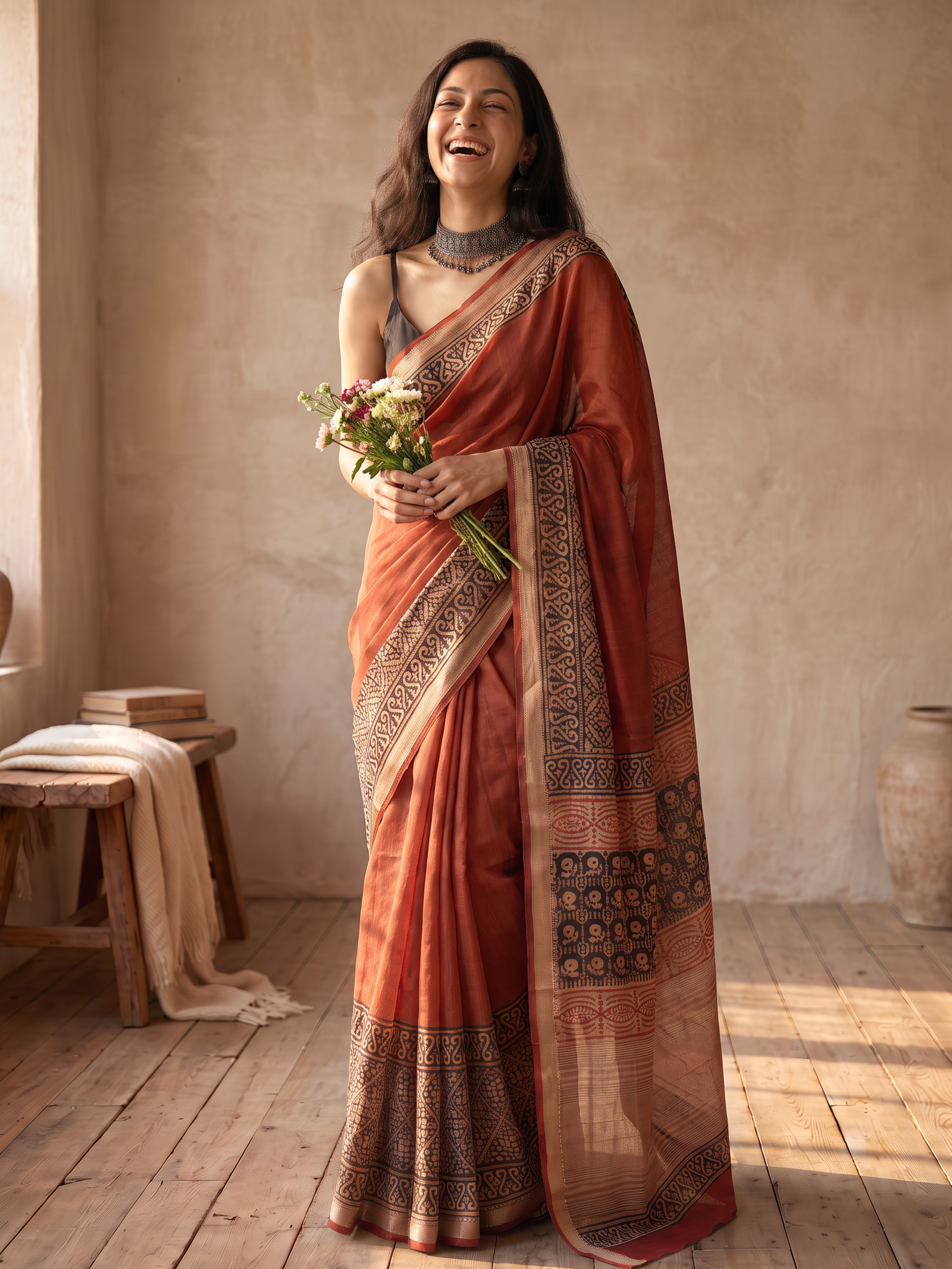Gulaab Mahal Maheshwari Cotton Silk Saree