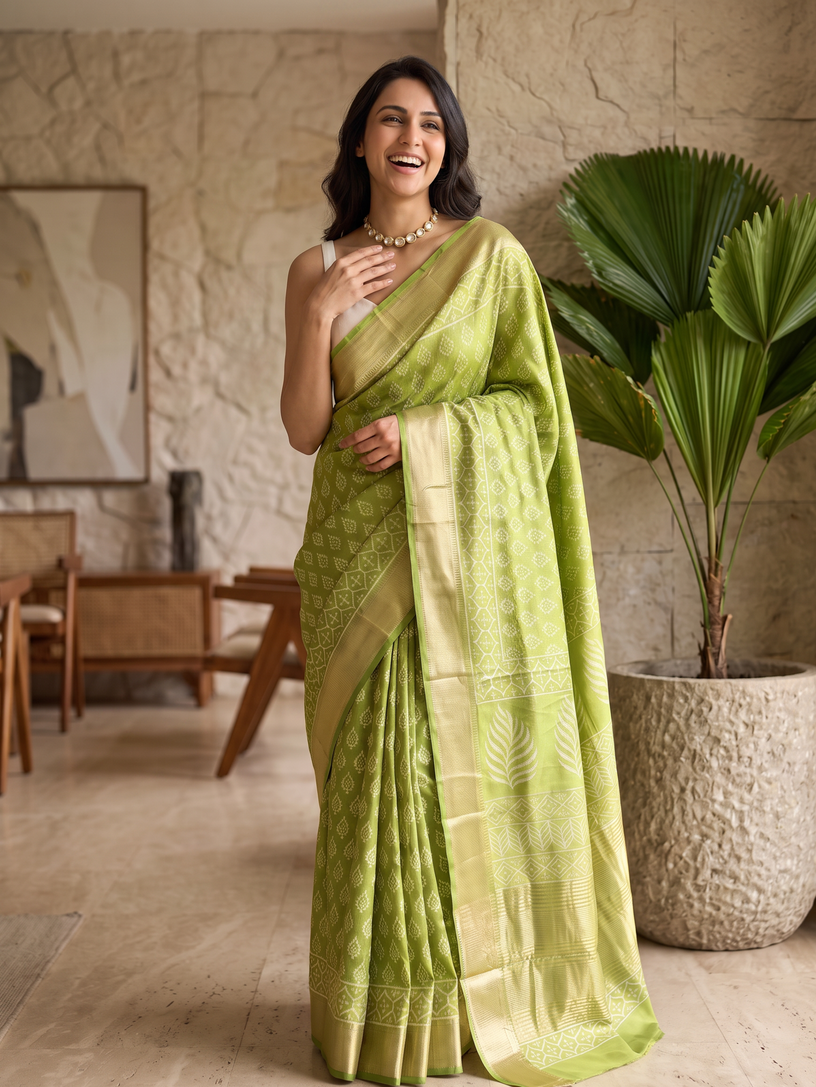 Forest Muse Maheshwari Cotton Silk Saree