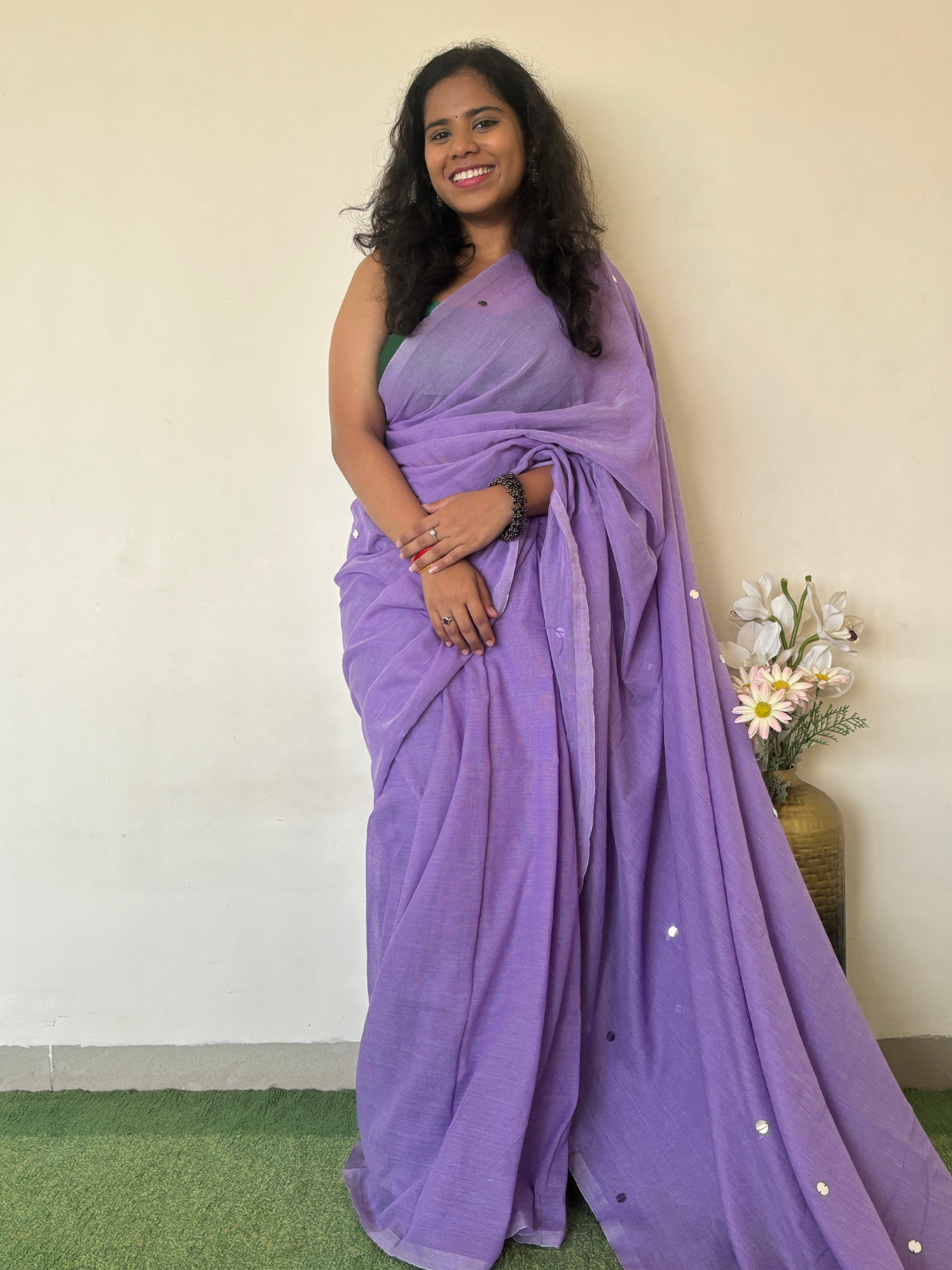 Lavender Khadi Cotton Saree