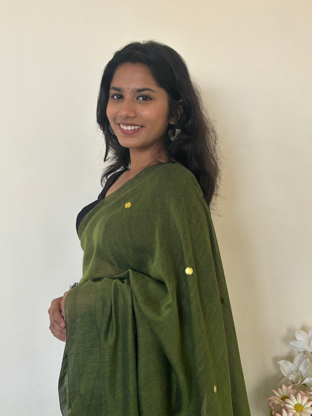 Olive Khadi Cotton Saree