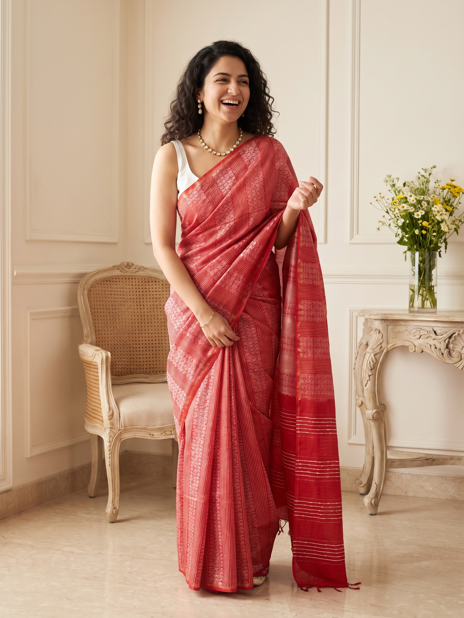 Laal Meher Jari Silk Saree