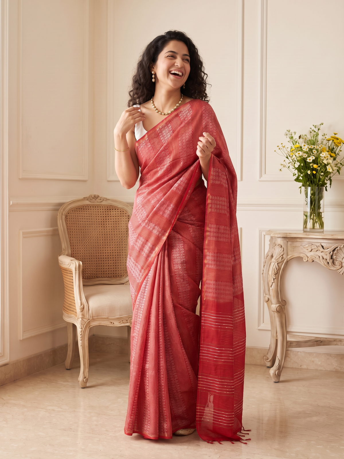 Laal Meher Jari Silk Saree
