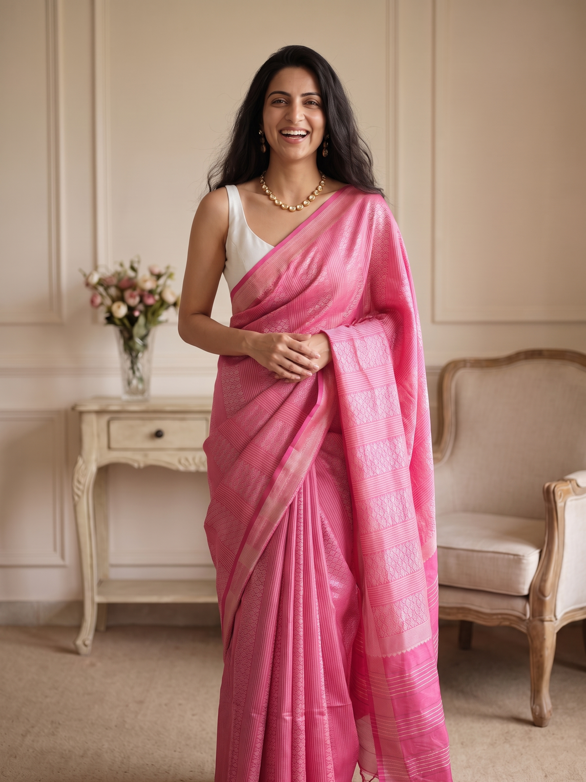 Gulab Sitara Jari Silk Saree