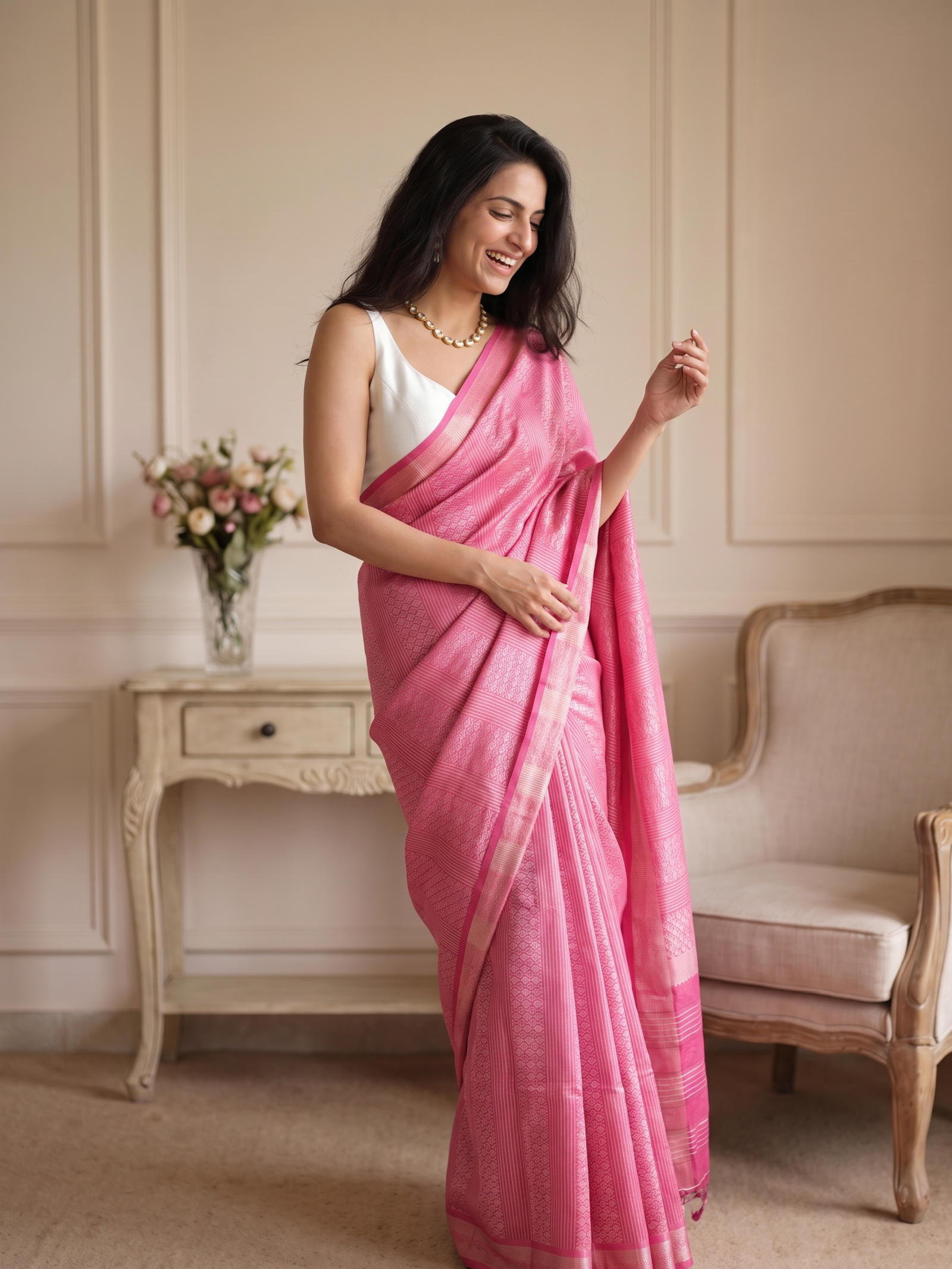 Gulab Sitara Jari Silk Saree