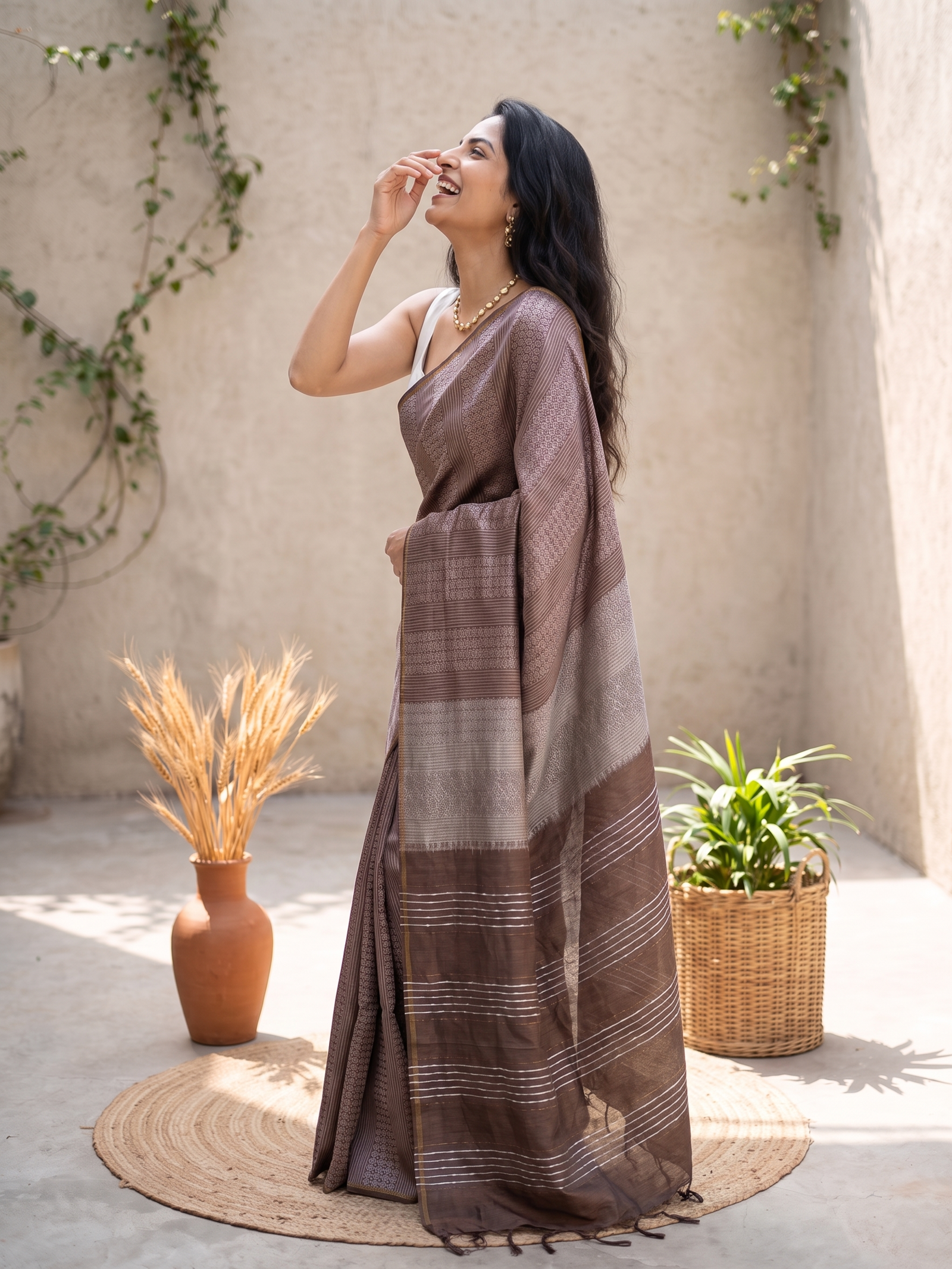 Mitti Gul Jari Silk Saree