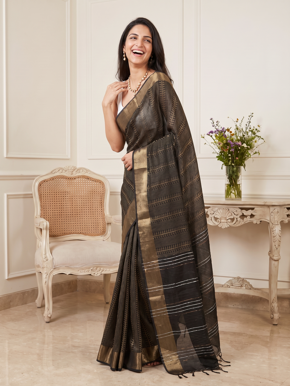 Classic Black Jari Silk Saree