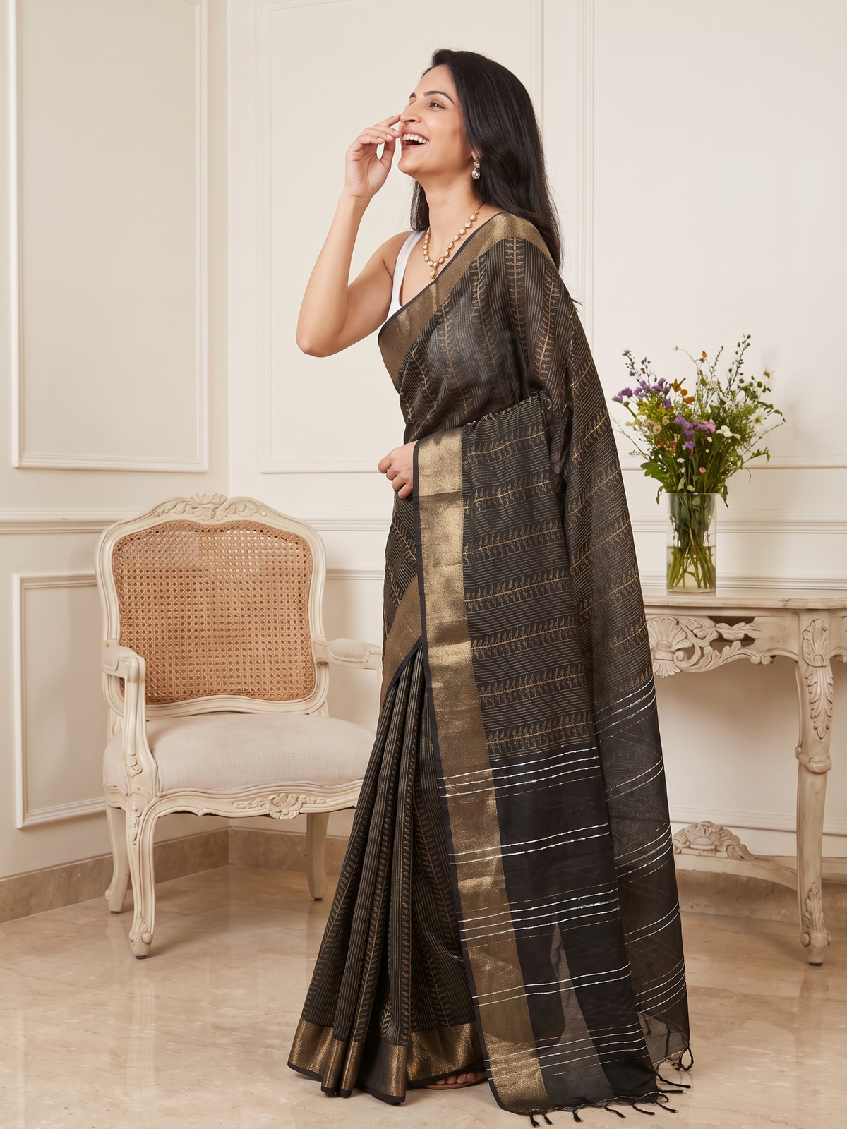 Classic Black Jari Silk Saree