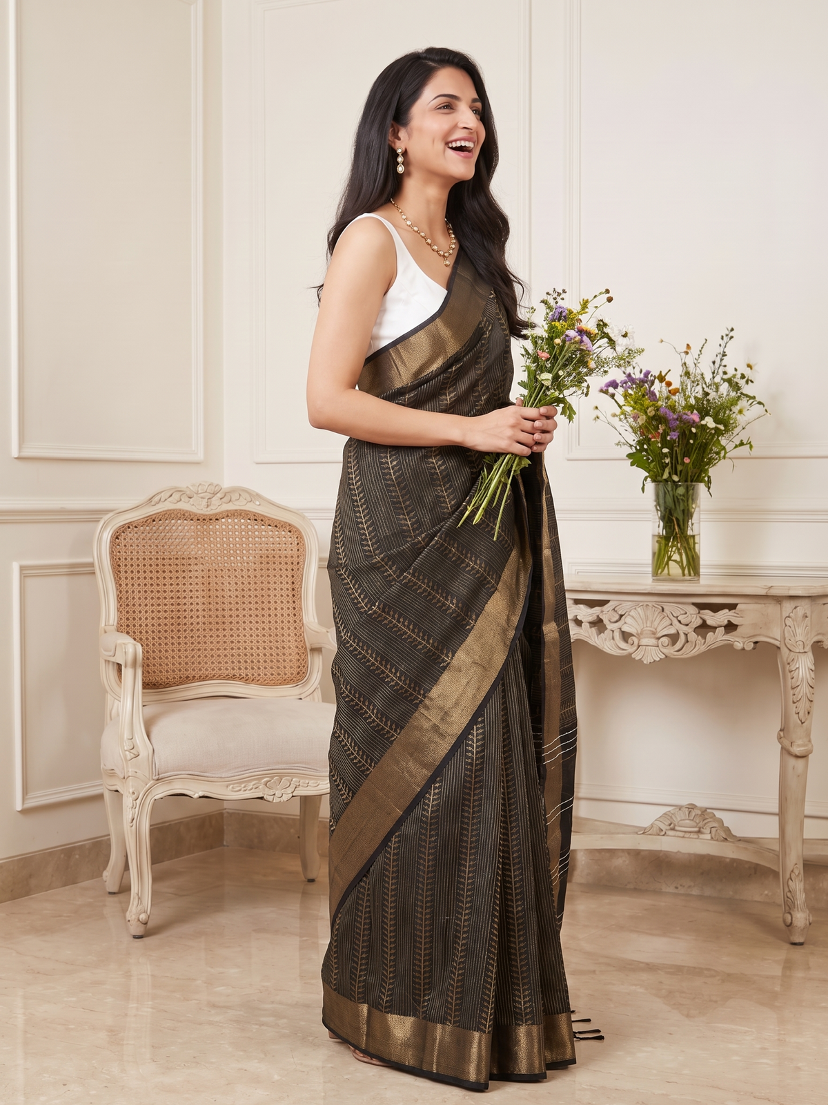 Classic Black Jari Silk Saree