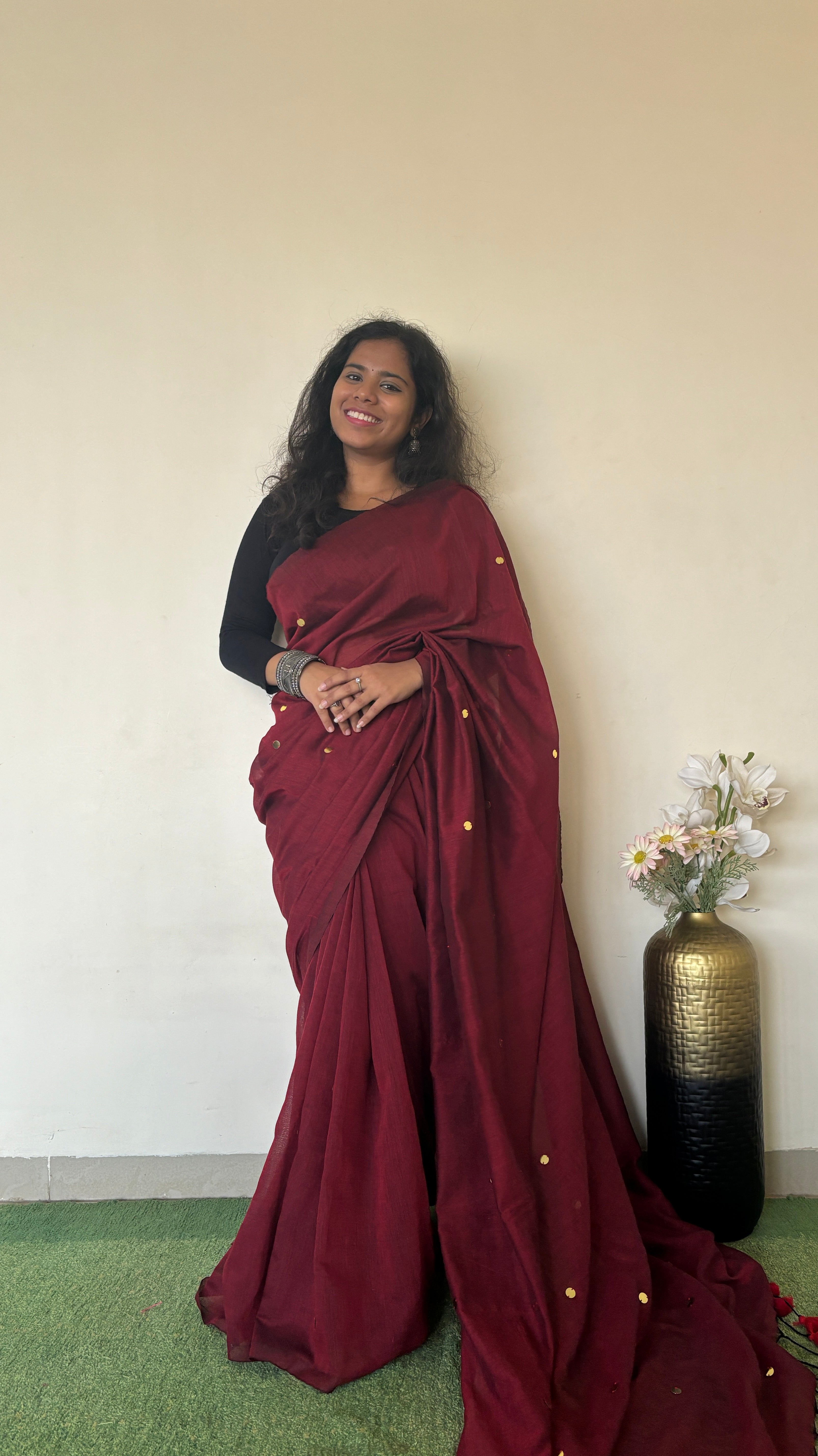 Brick Khadi Cotton Saree