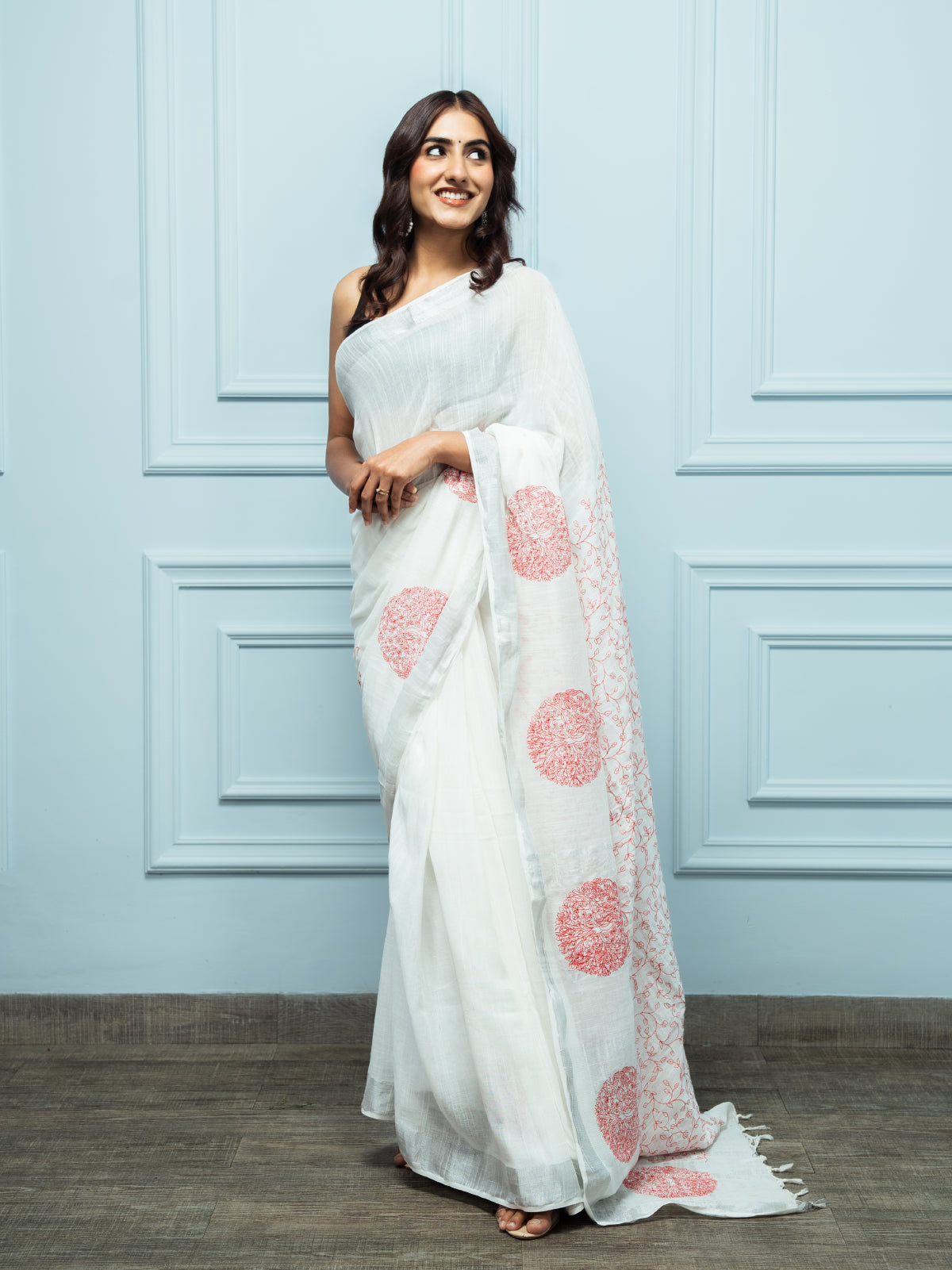 Chandani Red Zari Saree