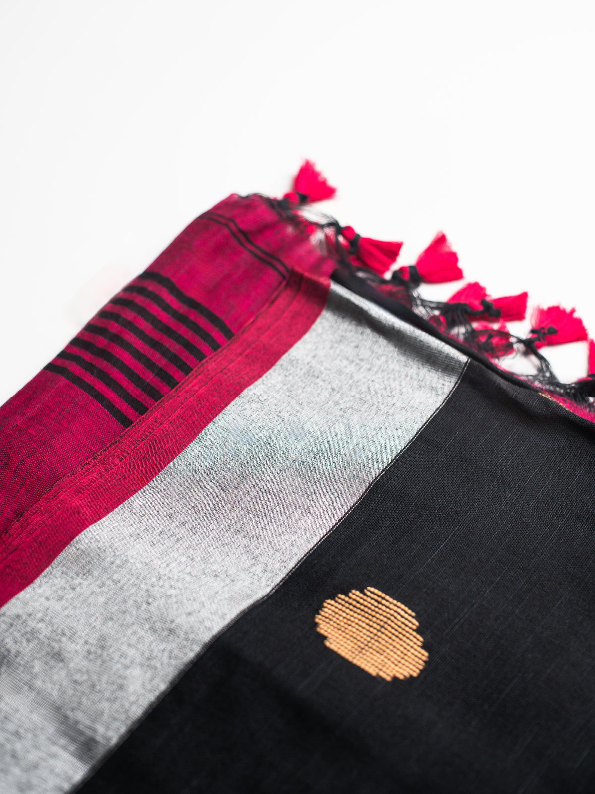 Leher Gulabi Linen Saree