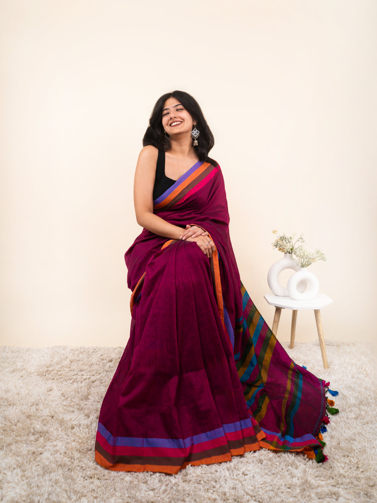 Moonlight in Pink Cotton Saree