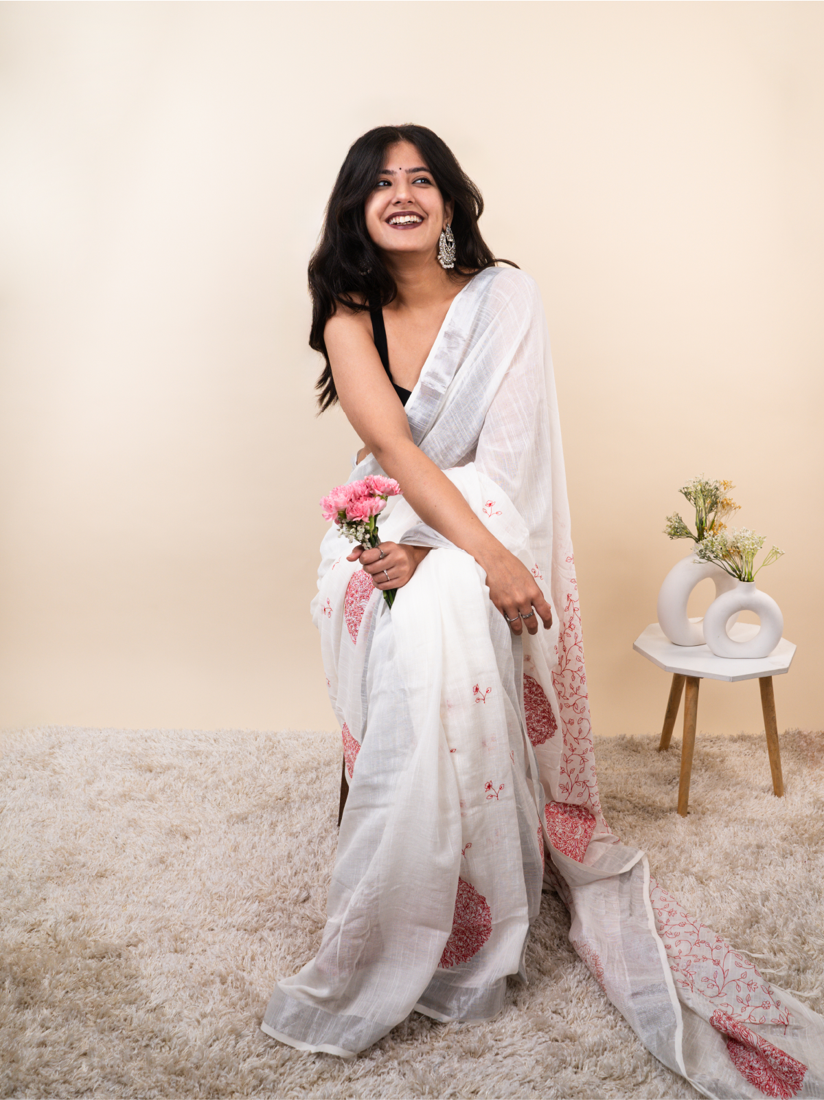 Chandani Red Zari Saree