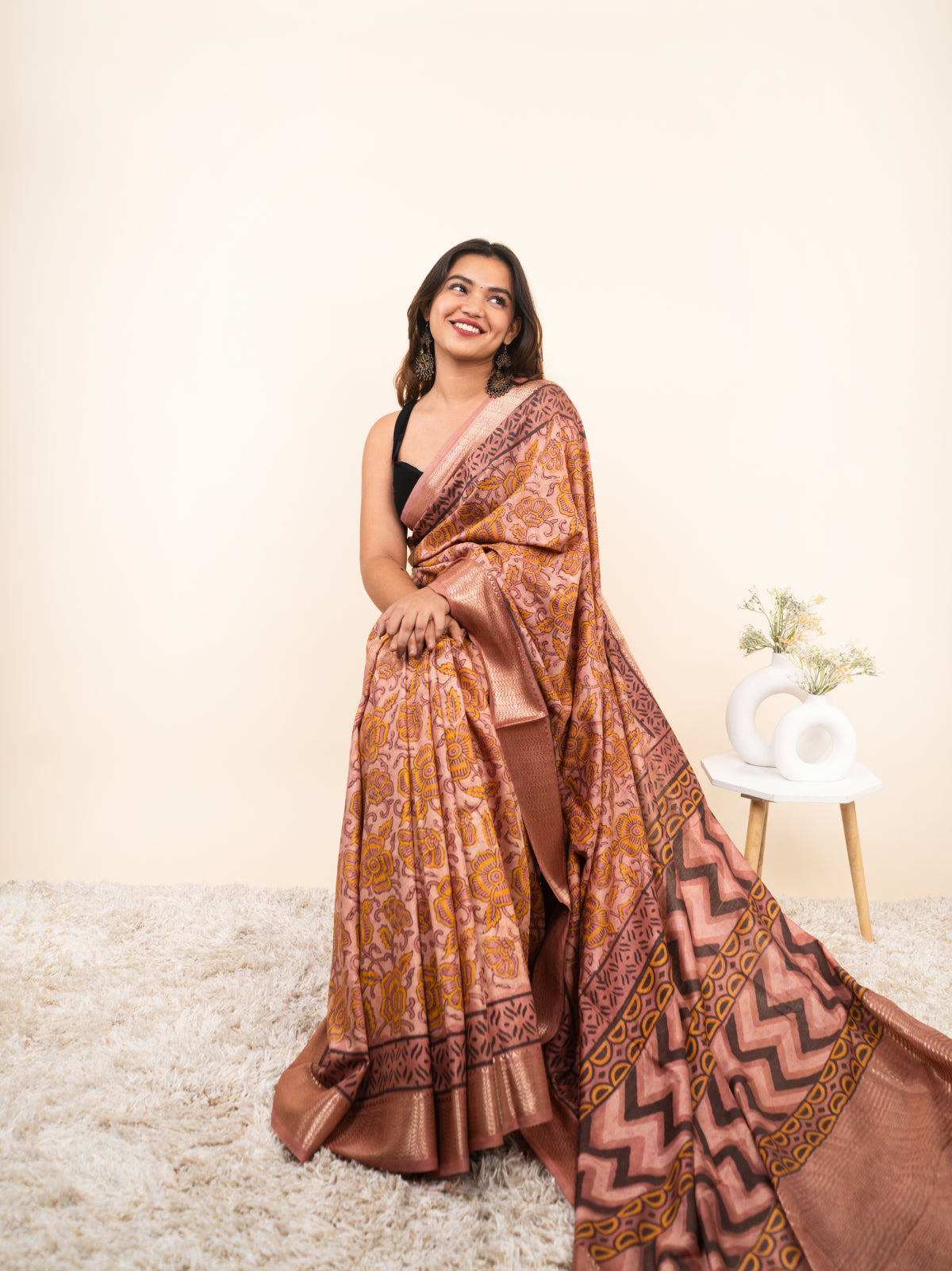 Sky Light Maheshwari Cotton Silk Saree