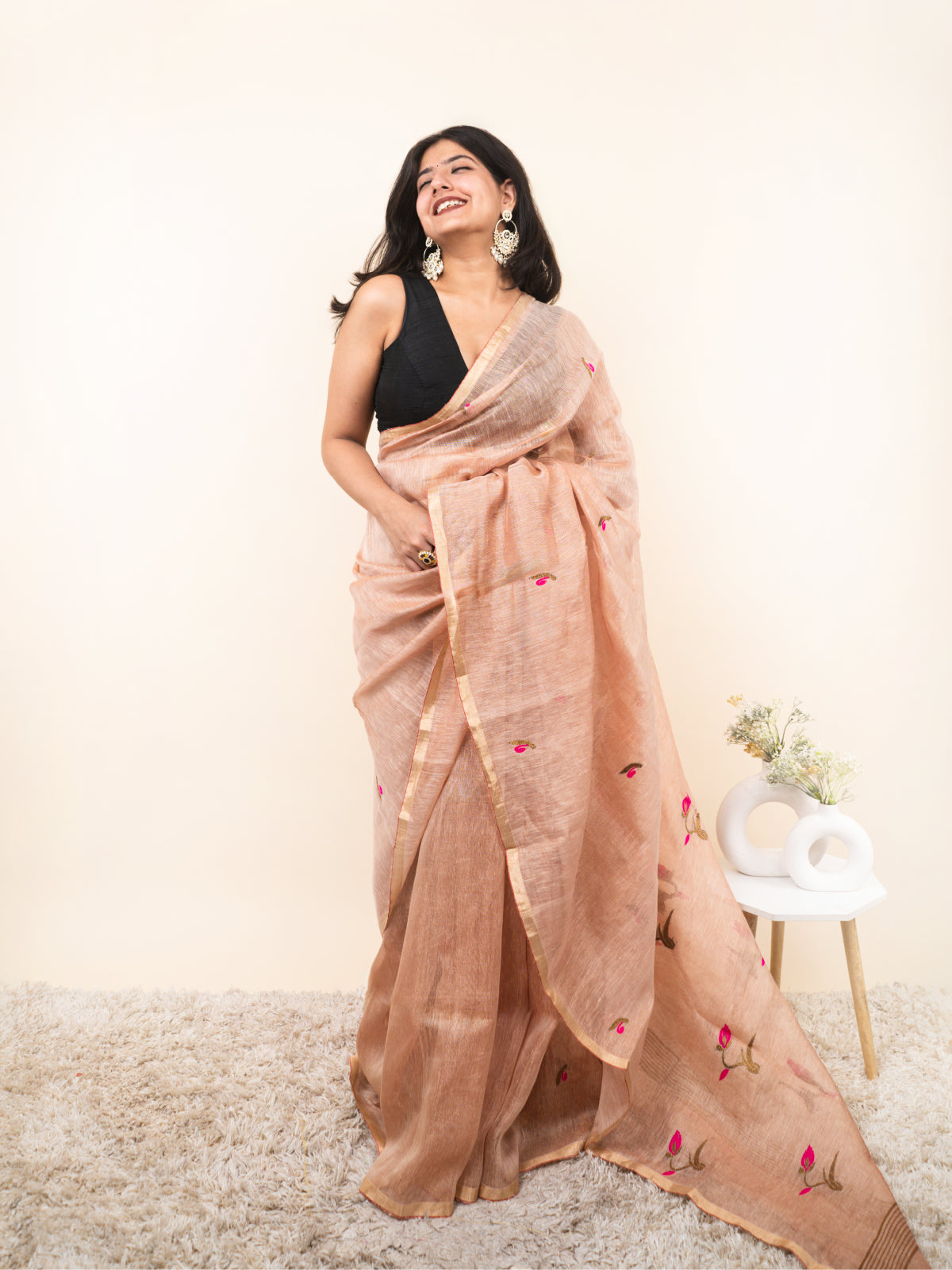 Golden Light Linen Tissue Saree