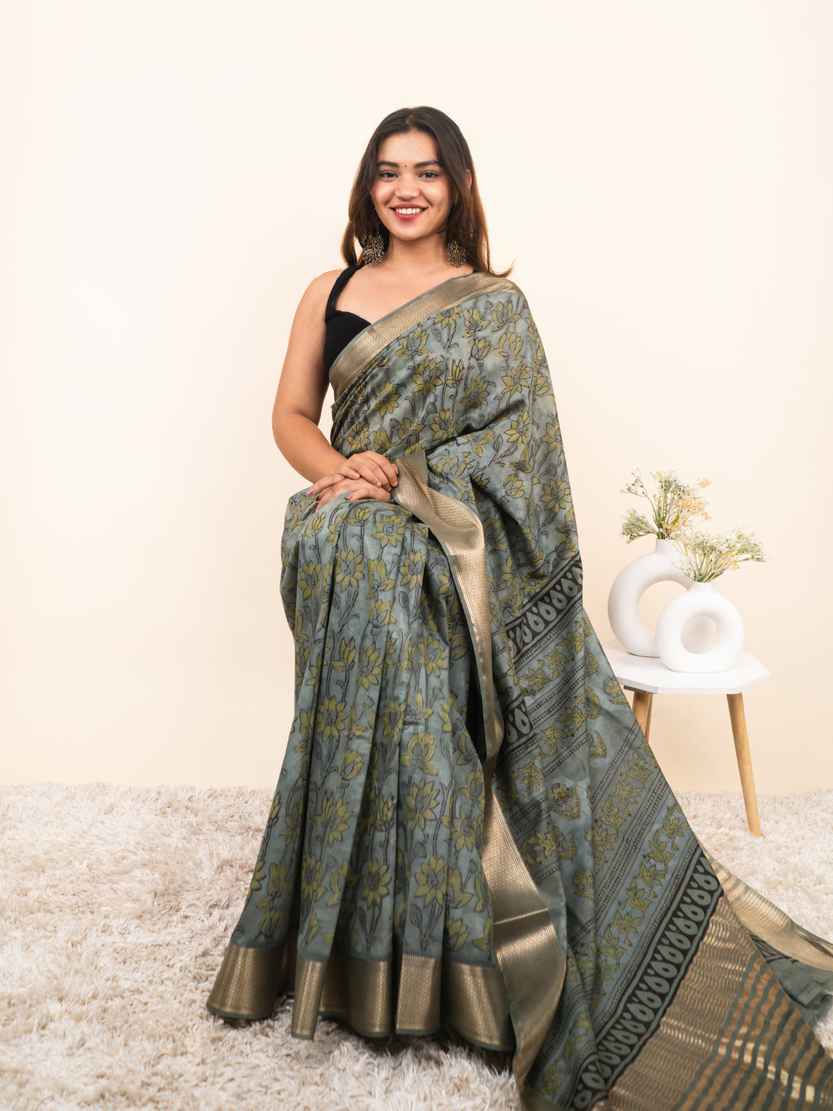 Silent Glow Maheshwari Cotton Silk Saree