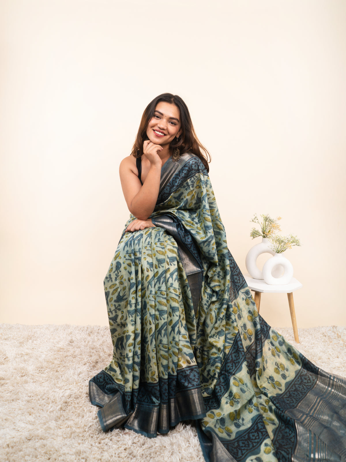 Noorani Jhalak Maheshwari Cotton Silk Saree