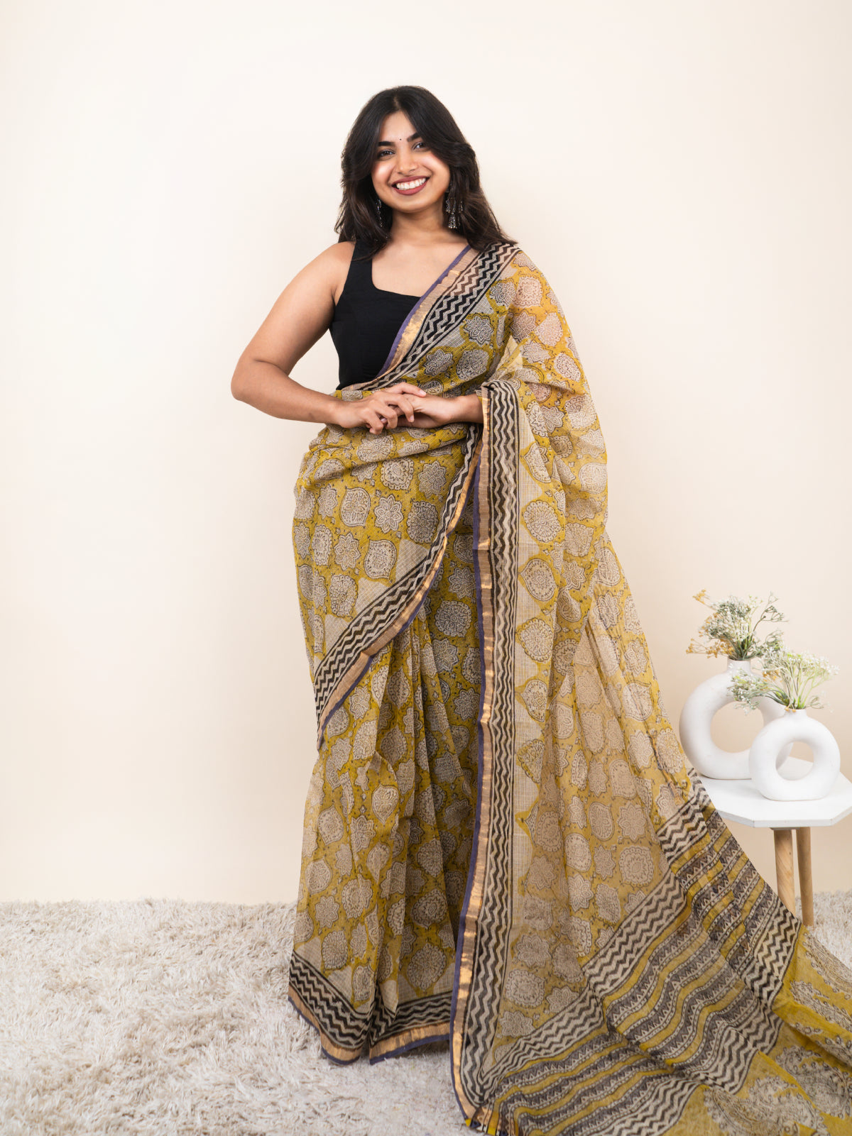 Golden Edge Kota Cotton Saree
