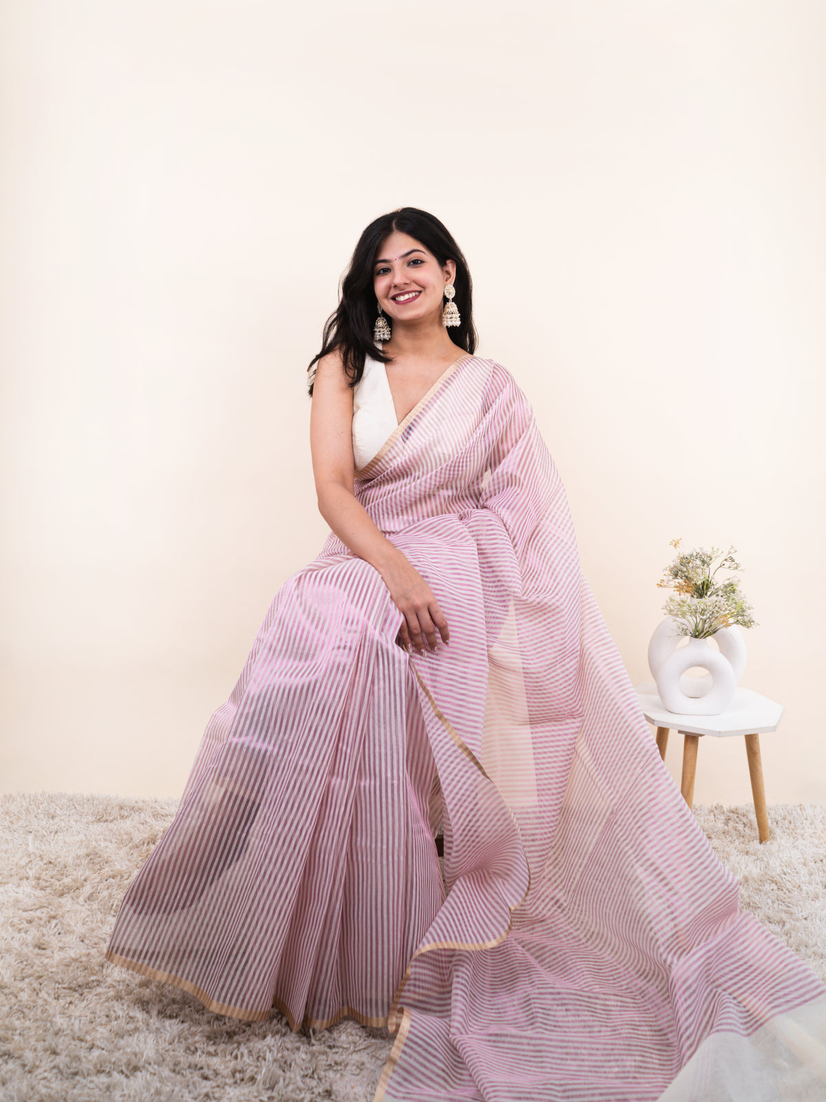 Pastel Oragnaza Silk Saree