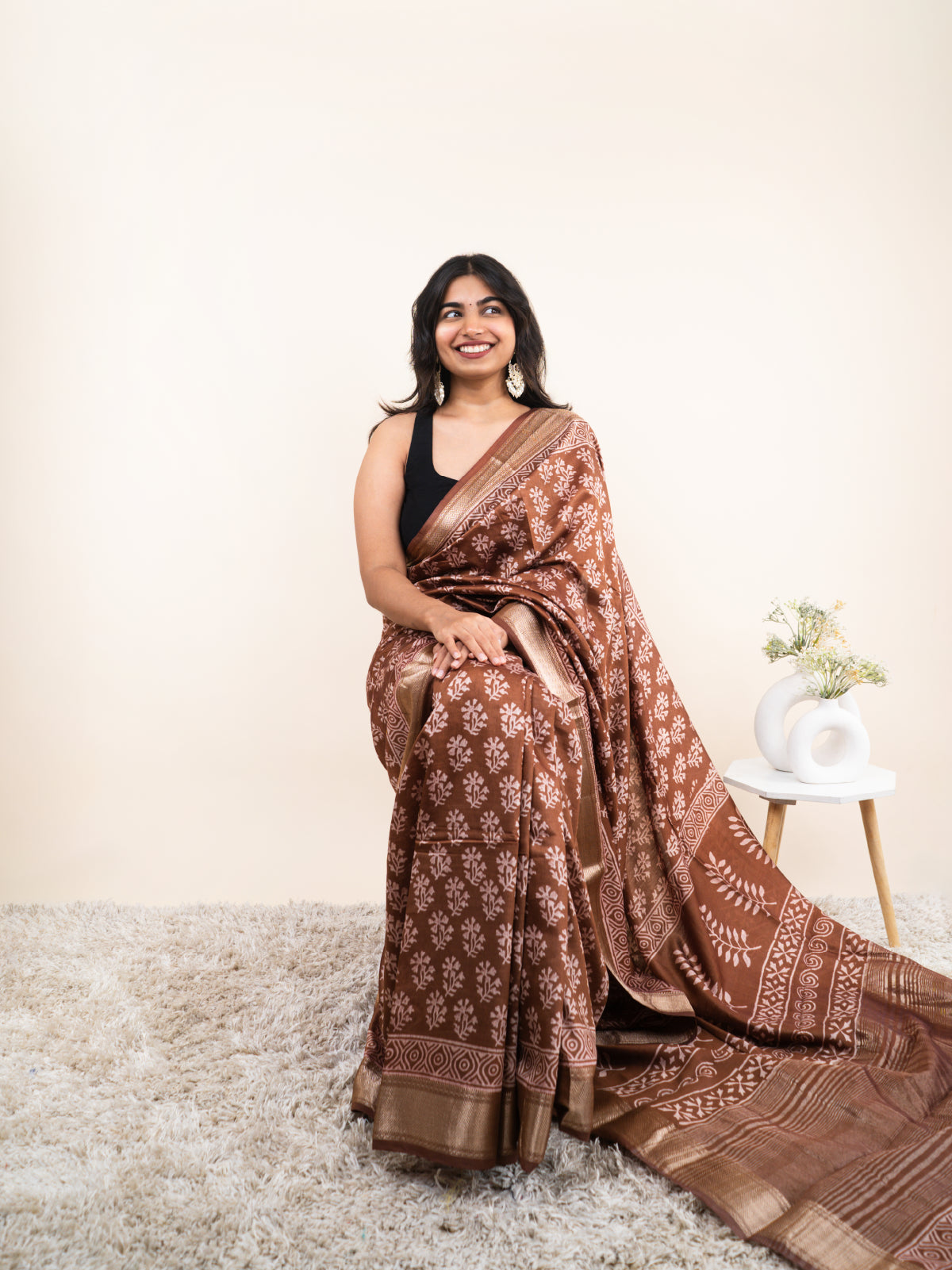 Moonlit Beauty Maheshwari Cotton Silk Saree