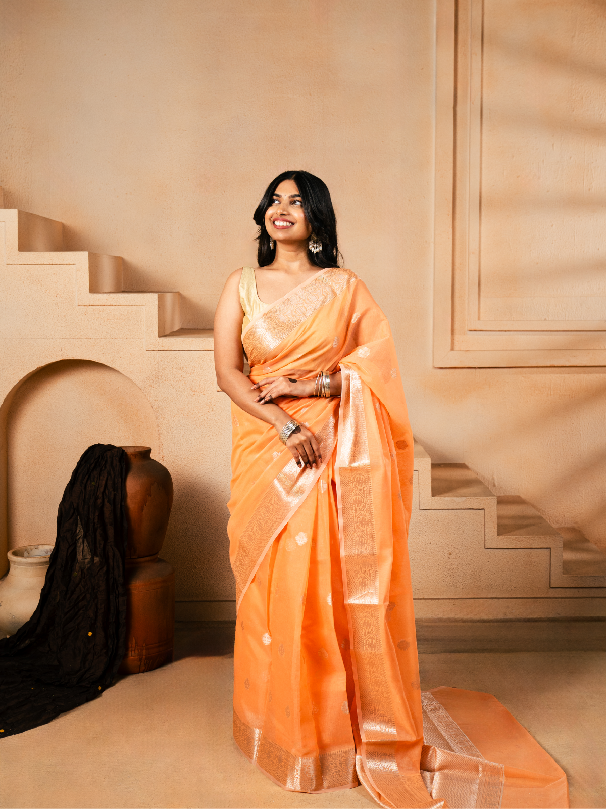 Pure Gold Banarasi Cotton Silk Saree