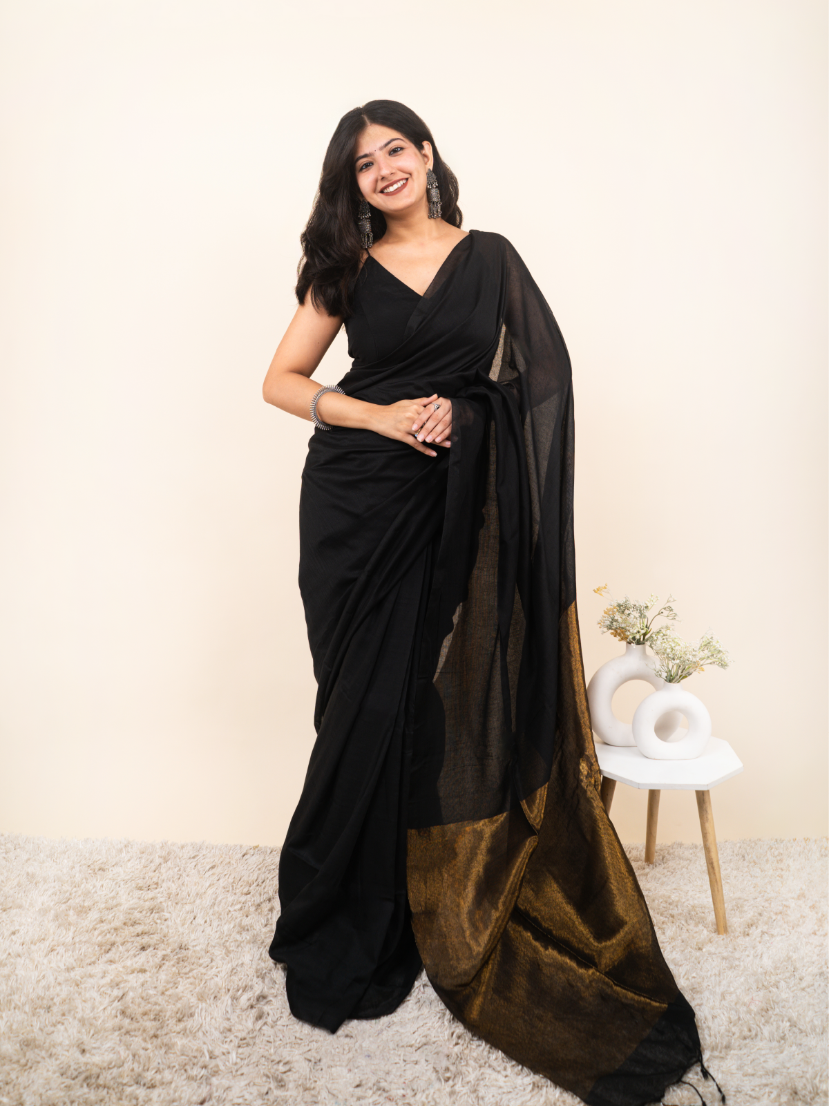 Pank Cotton Saree