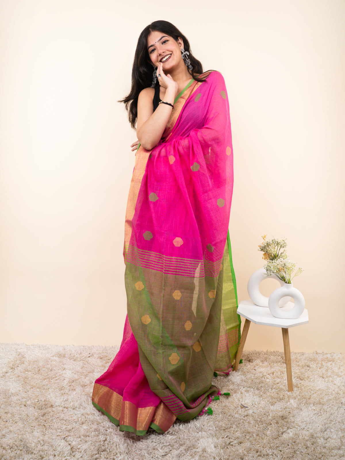Bindi Bazaar Linen Saree