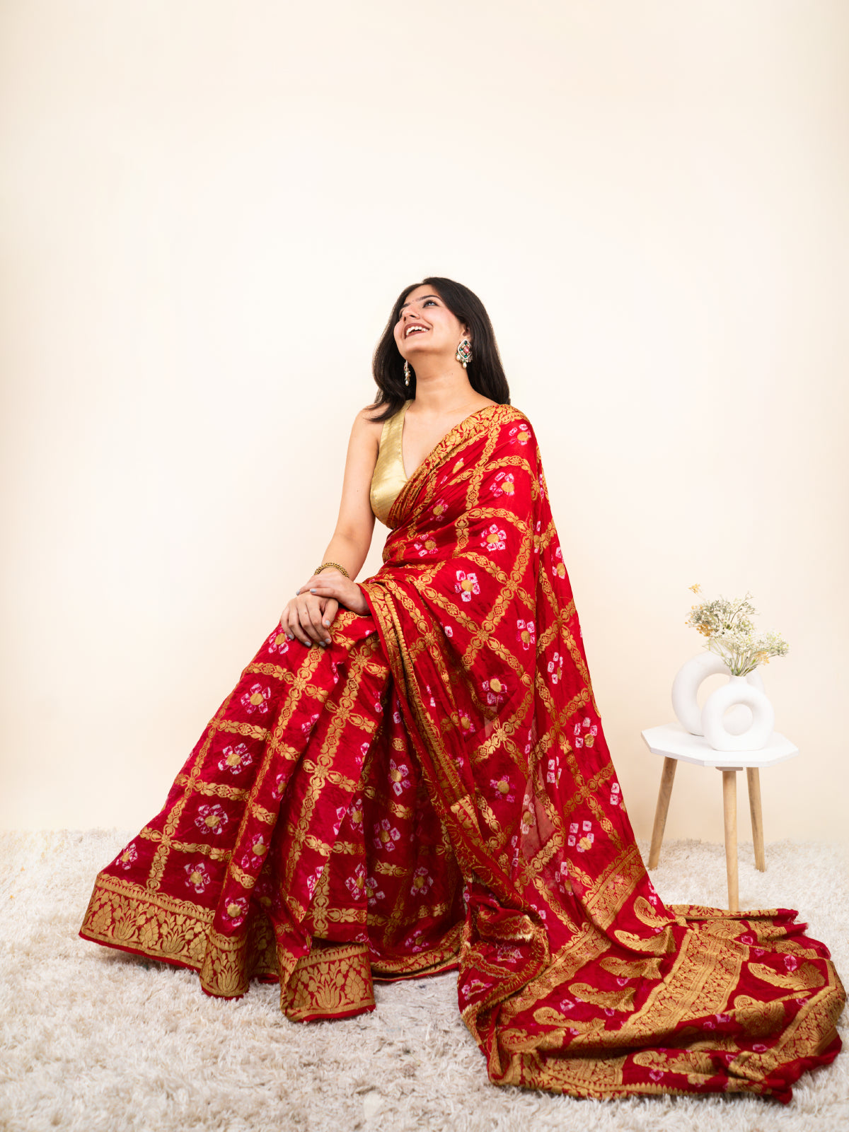 Rangdhora Bandhani Cotton Silk Saree