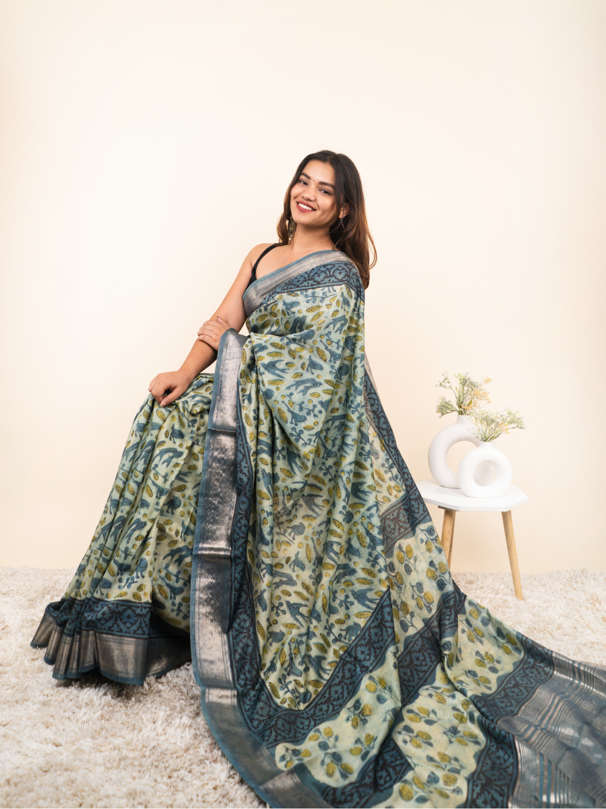 Noorani Jhalak Maheshwari Cotton Silk Saree