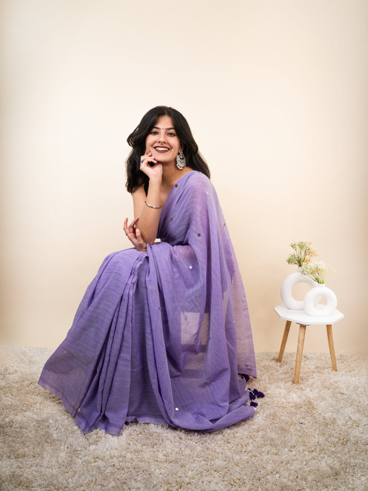 Lavender Cotton Saree