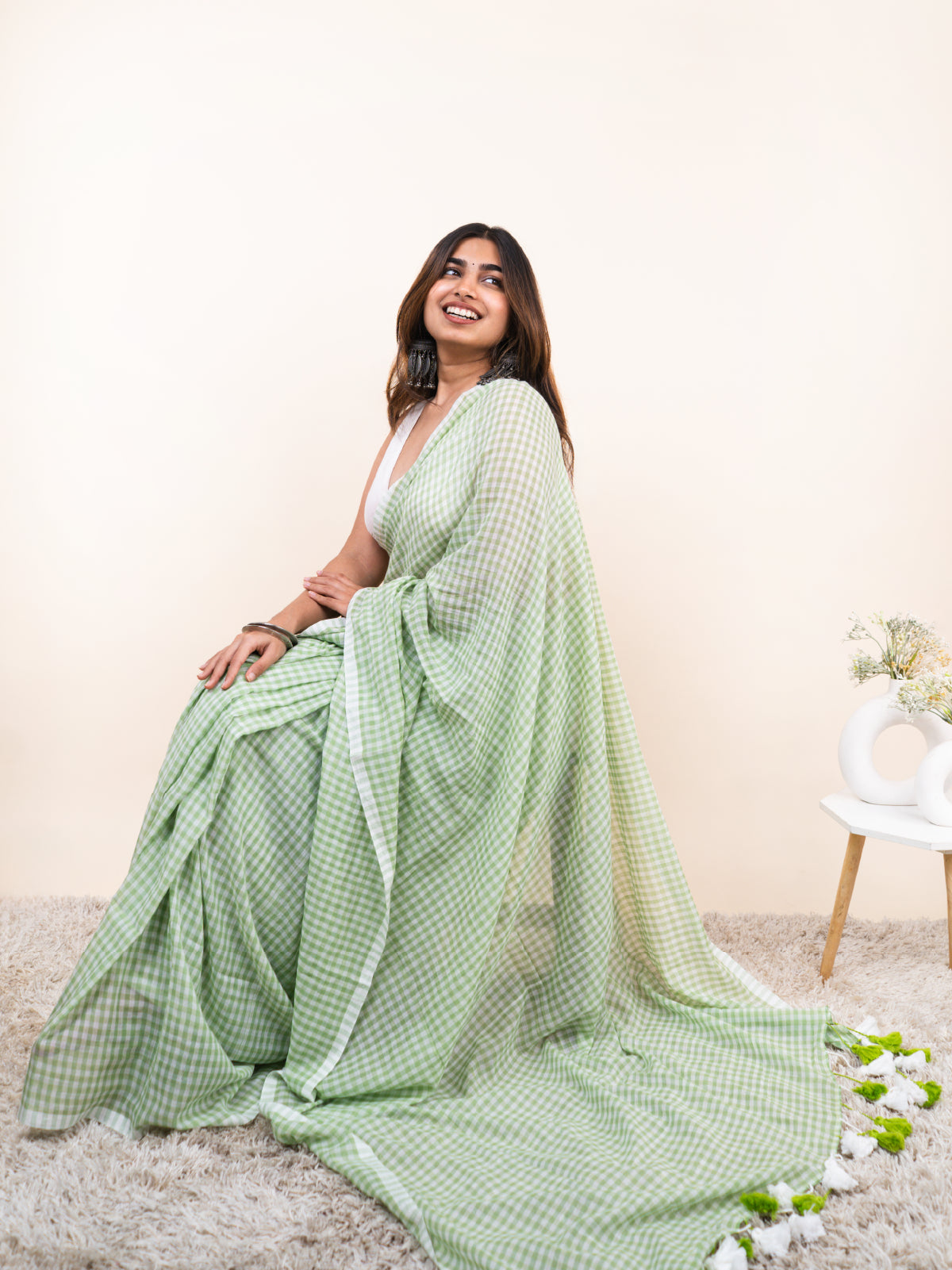 Aangan Green Mulmul Saree
